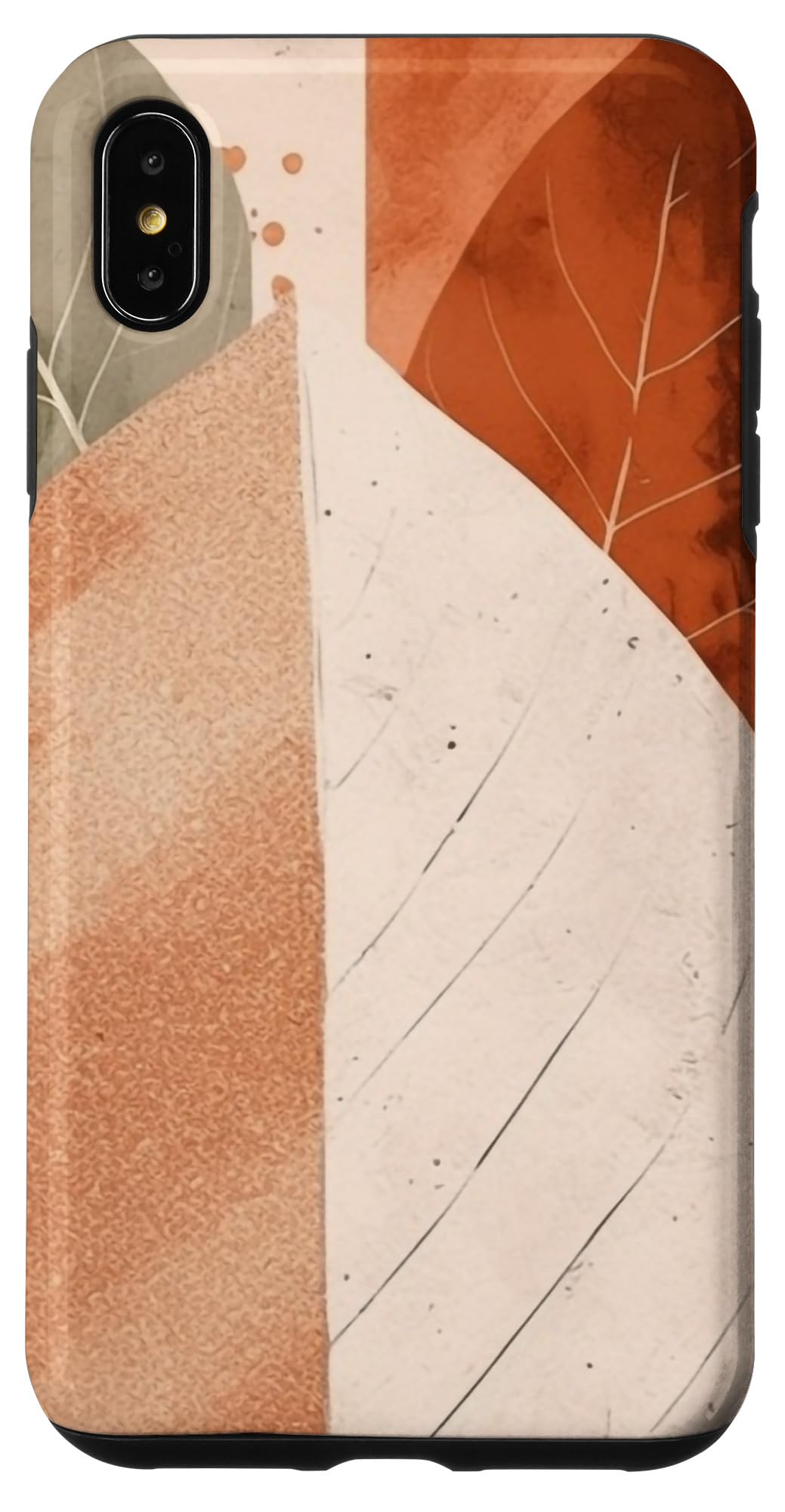 iPhone XS Max ミニマリストのテラコッタパステル型の葉 スマホケース