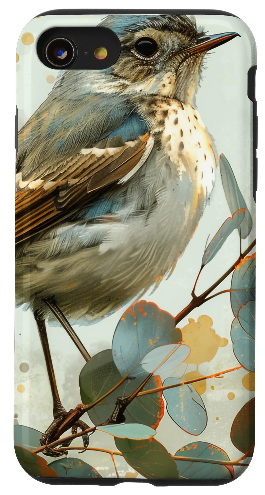 iPhone SE (2020) / 7 / 8 ヤドカリ ツグミ 鳥 フローラル ゴッホ スタイル ユーカリ スマホケース