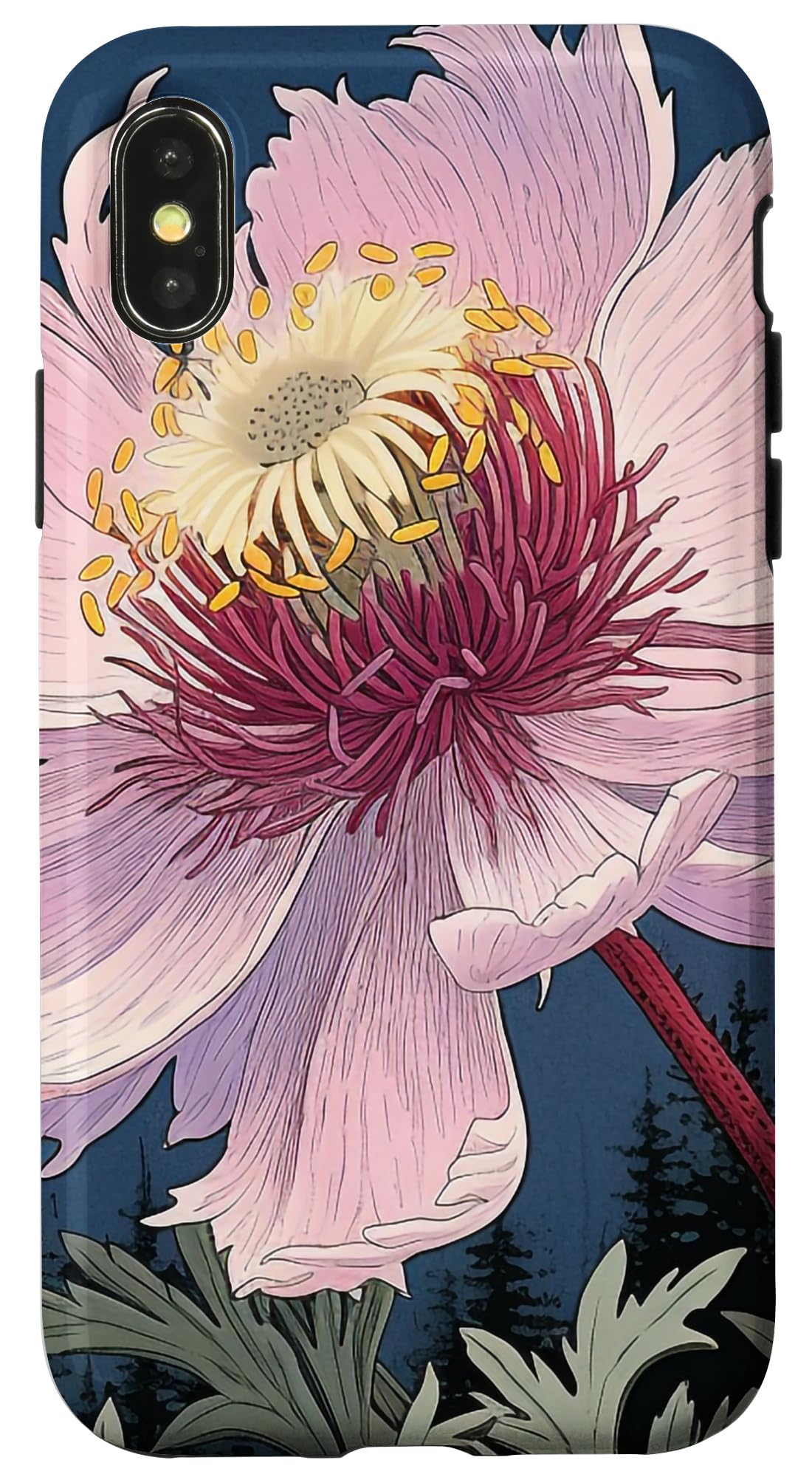 iPhone X/XS 伝統的な花柄の日本のオナメの花。 スマホケース｜WES STORE