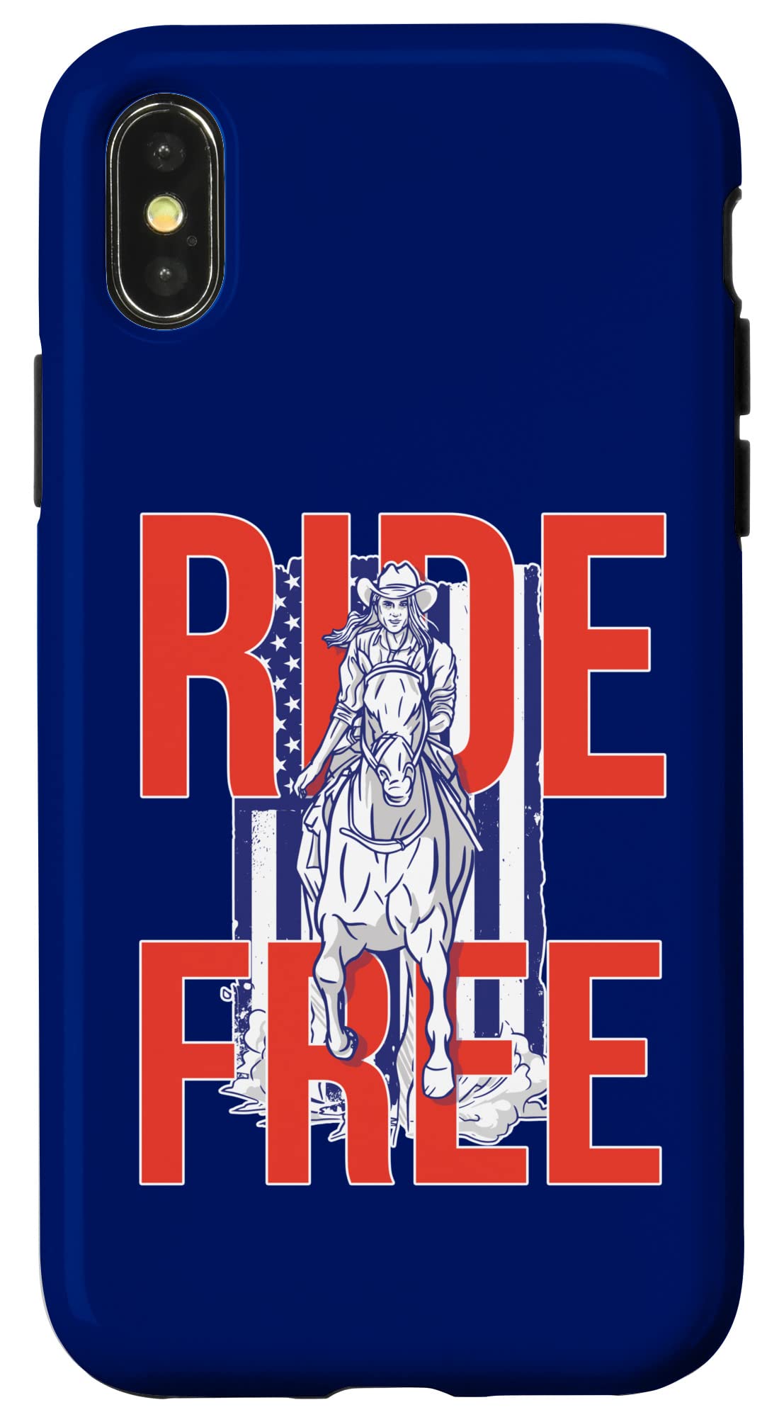 iPhone X/XS 愛国的なアメリカン・ホースライダー - アメリカの馬 スマホケース