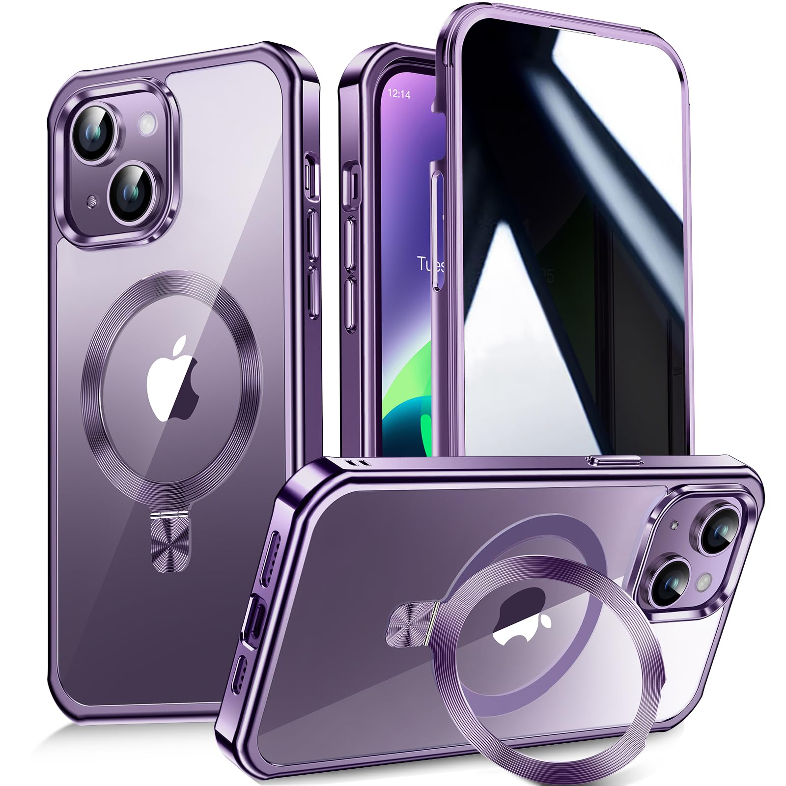【多役立つこと包みかくし照明ランプ・Magsafe相応う+覗き見押しとどめる】WTAIYUN iPhone 14 用 入れもの 全面保護すること CD輪っか 縦横両相応う 無線電話申し受ける 相応う 米軍MIL判定基準 耐衝 撃 高感じやすさ肌ざわり 両面 いphone14 押しかぶせる 同盟罷工 ラッ スマートフォン・タブレット-スマートフォン・携帯電話アクセサリー