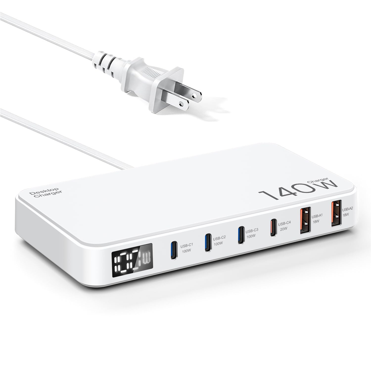 140W USB充電器 Type-c 6ポート 急速充電器【単ポート100W USB-C*3＋20W USB-C*1+USB-A*2、PPS&PD3.0&QC4+対応】PSE認証 PC同時充電 ノートPC充電器 コンセント スマホ充電器MacBook/iPhone/Galaxy/Android/スマートフォ