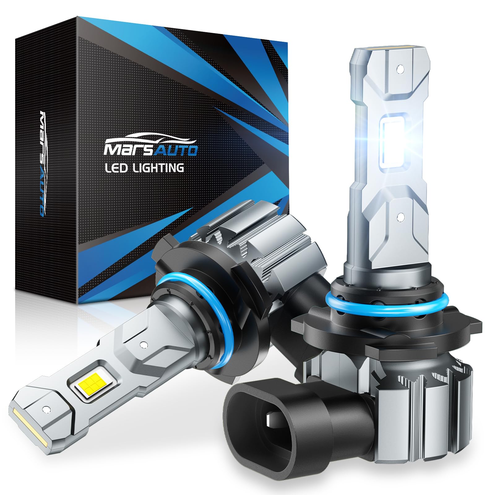 Marsauto HB3 9005 LED ヘッドライト 爆光 28000LM 車検対応 ledヘッドライト ハイビーム ハロゲンサイズ 6000K ホワイト 高輝度12V 無極性 IP68防水 車 ライト 静音 ファンレス 長寿命 M1S-HB3/9005