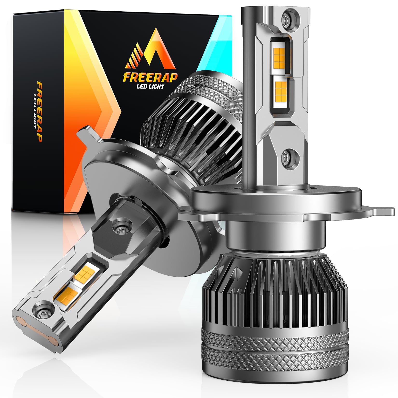 h4 ?ledヘッドライト 車用 車検対応 ledバルブ Hi/Lo 爆光 高輝度 H4 LEDチップ搭載 60W*2 6500K ホワイト ハロゲンサイズ 8倍明るさ DC12V バイク/車用 高速回転冷却ファン キャンセラー内蔵 静音 瞬|WES STORE