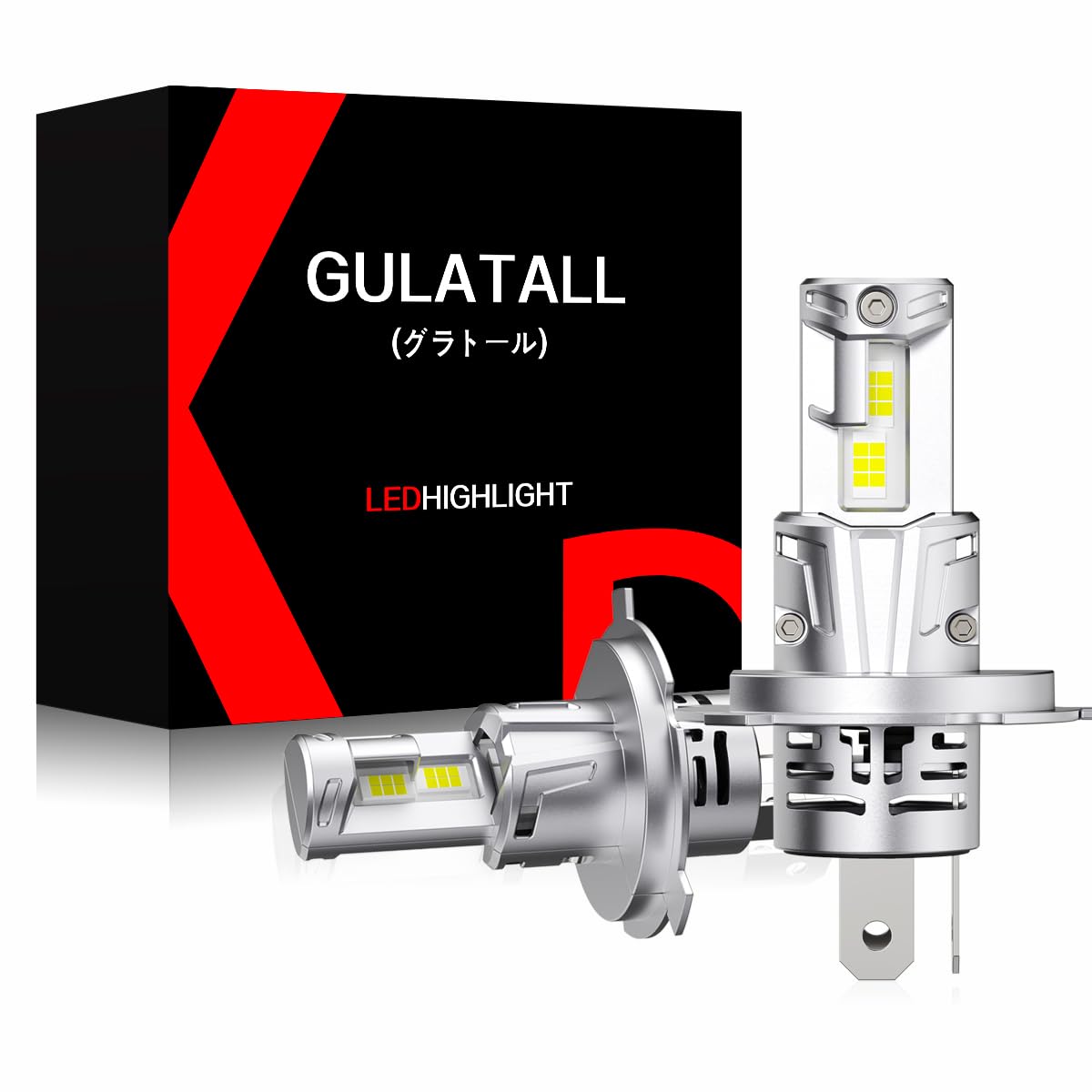 GULATALL（グラトール） H4 H19共用 Hi/Lo led ヘッドライト 爆光 18000LM 車検対応 12V車/バイク用 ホワイト6000K 2本1セット