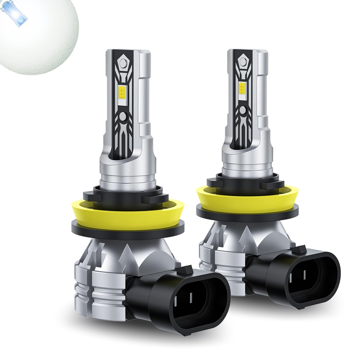 LEROTOPS H11/H8/H16 LEDヘッドライト 新車検対応 一体式サイズ型 CSPチップ搭載 6000K-6500K ホワイト 12V車用 フォグランプ バルブ 兼用 ファンレス 結露防止 ノイズ対策 光軸可調整 （2個セット）