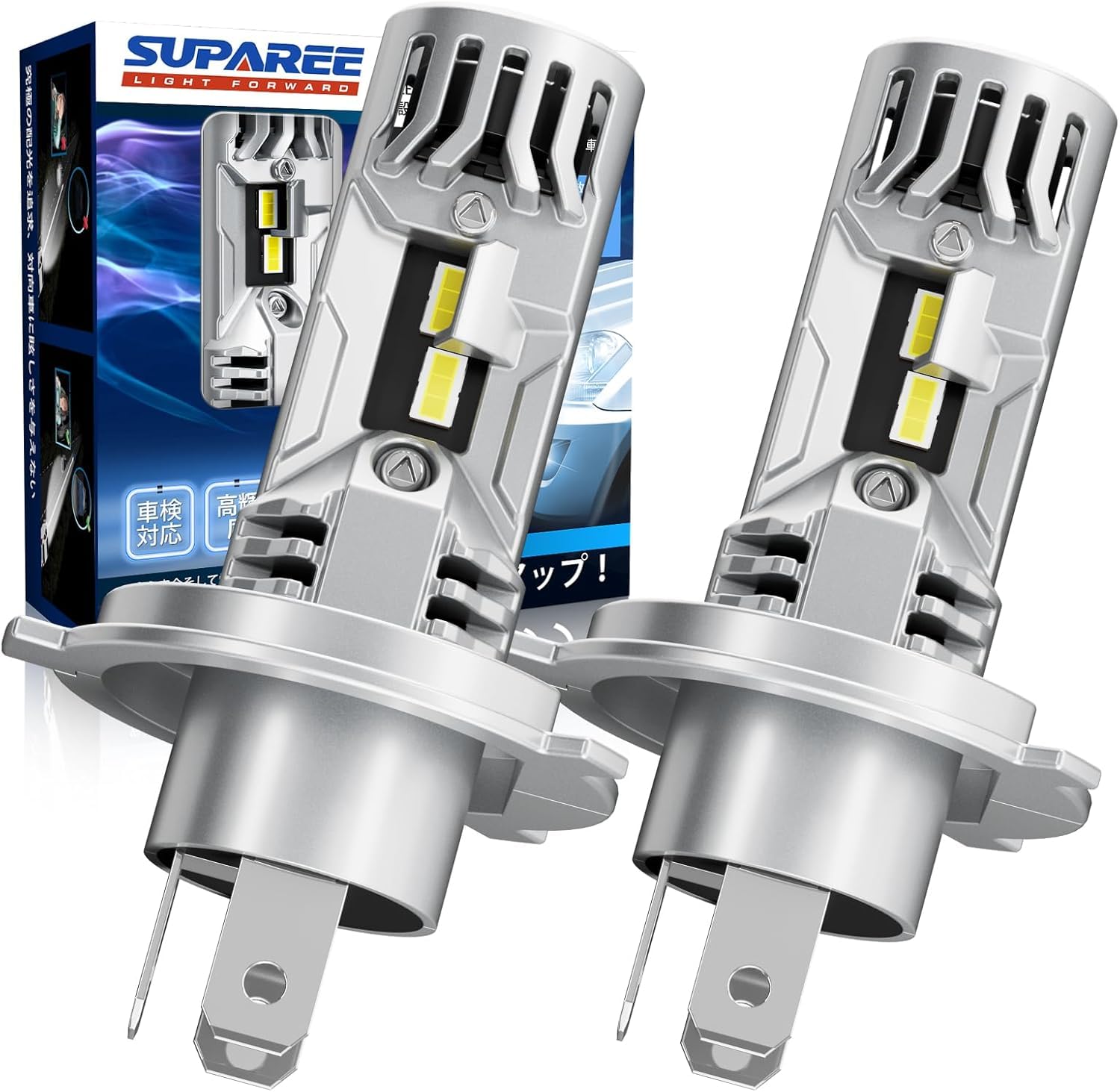 SUPAREE h4 led ヘッドライト トラック用 爆光 10倍明るさUP 車用 バス 大型車 20000LM Hi/Lo切替 新車検対応 6500K DC16-32V ハロゲンサイズ 三重放熱 静音ファン 長寿命 高光効LEDチップ IP68防水 ノイズ抵