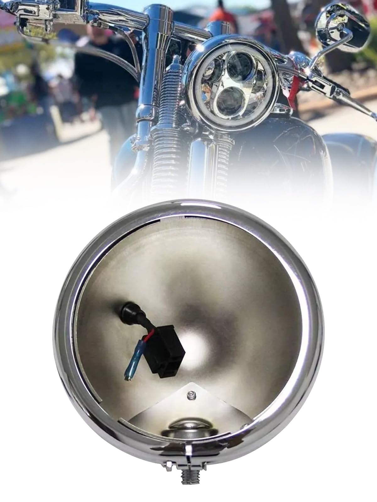 Largoods 5.75インチ LED ヘッドライト ハウジング バケット ハーレーダビッドソン オートバイヘッドランプシェル 丸型 5.75インチ ヘッドライトカバー オートバイ用 金具改装用 シルバー 1個セ