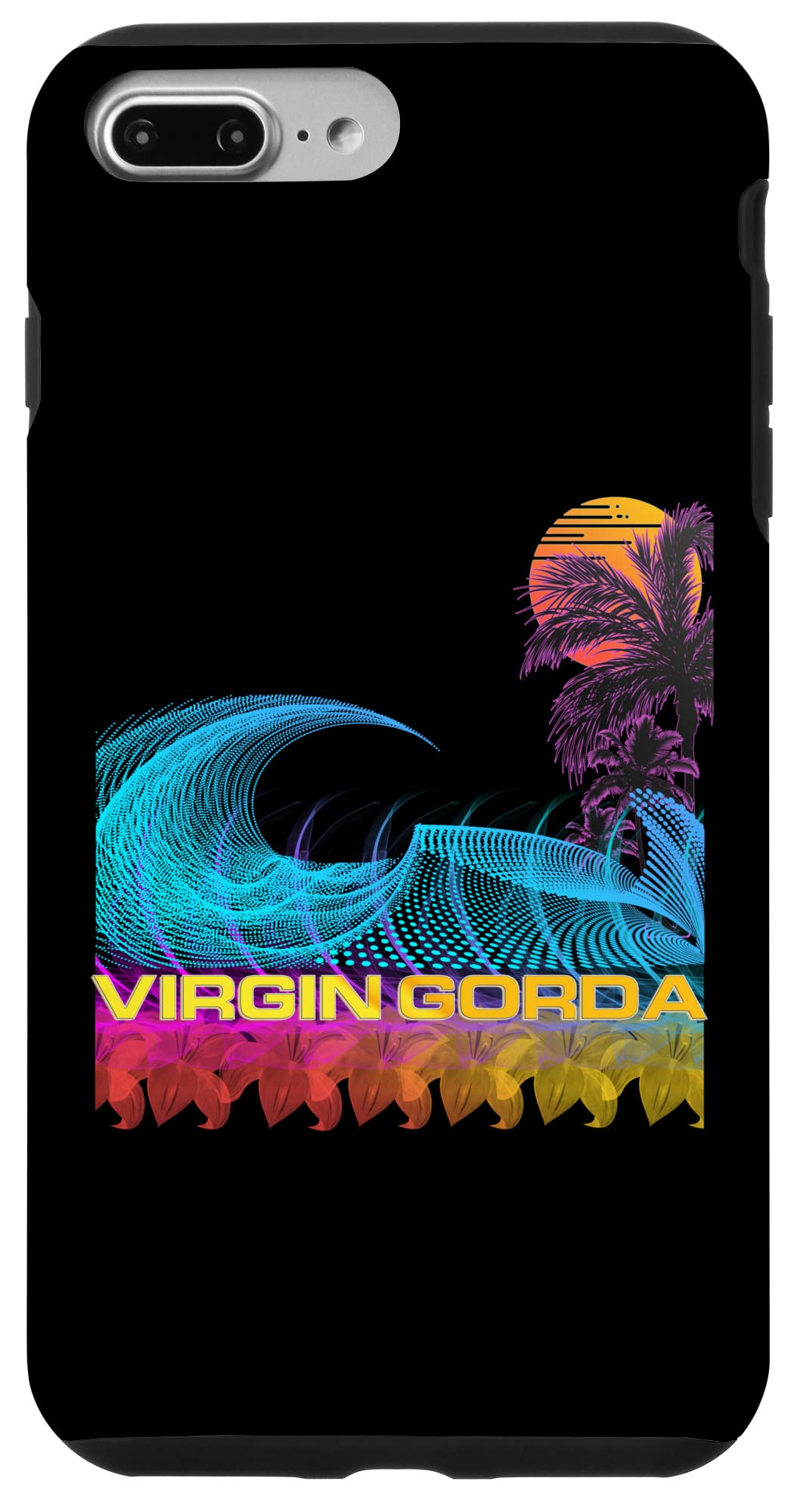 iPhone 7 Plus/8 Plus Virgin Gorda - レトロ80年代スタイル ヴィンテージ ヴェイパーウェーブ サーフ スマホケース