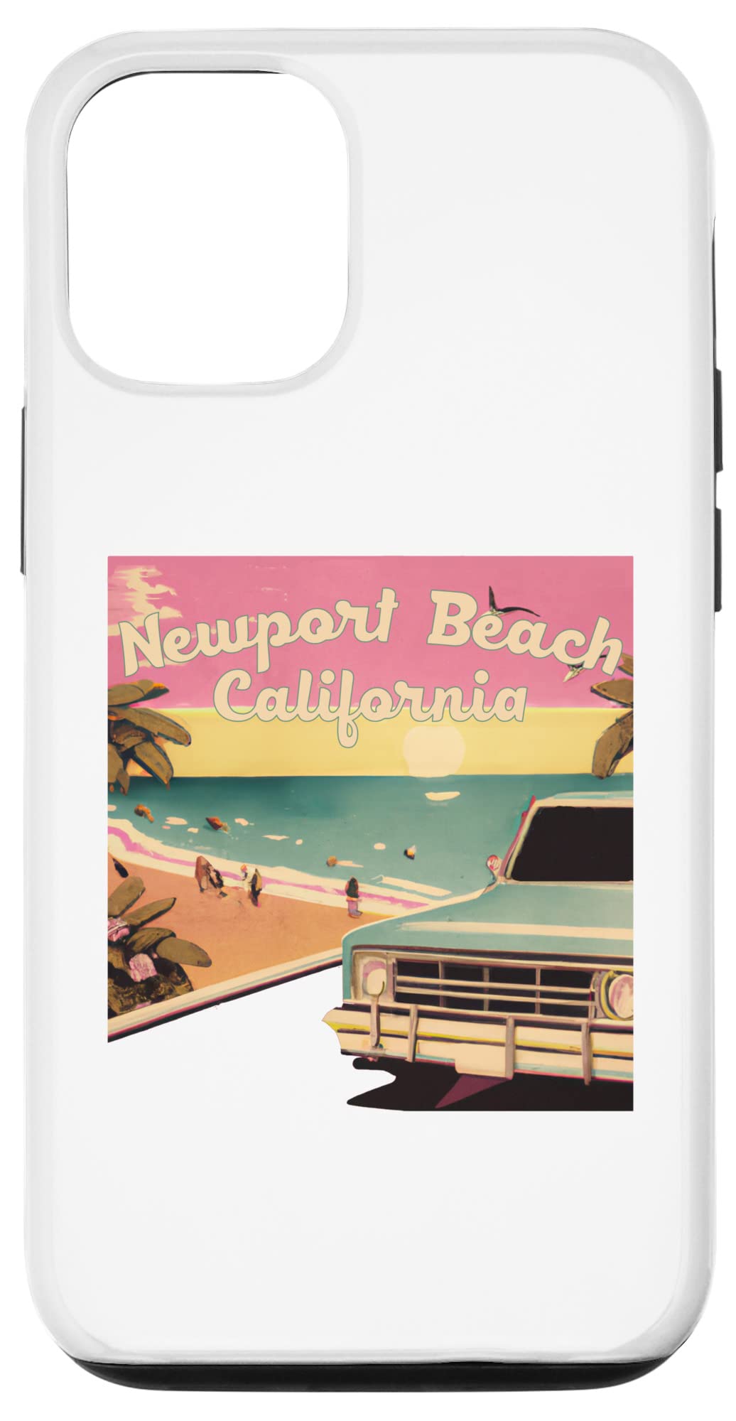 iPhone 12/12 Pro ニューポートビーチ レトロ ビーチ バケーション お土産 カリフォルニア サーフ スマホケース