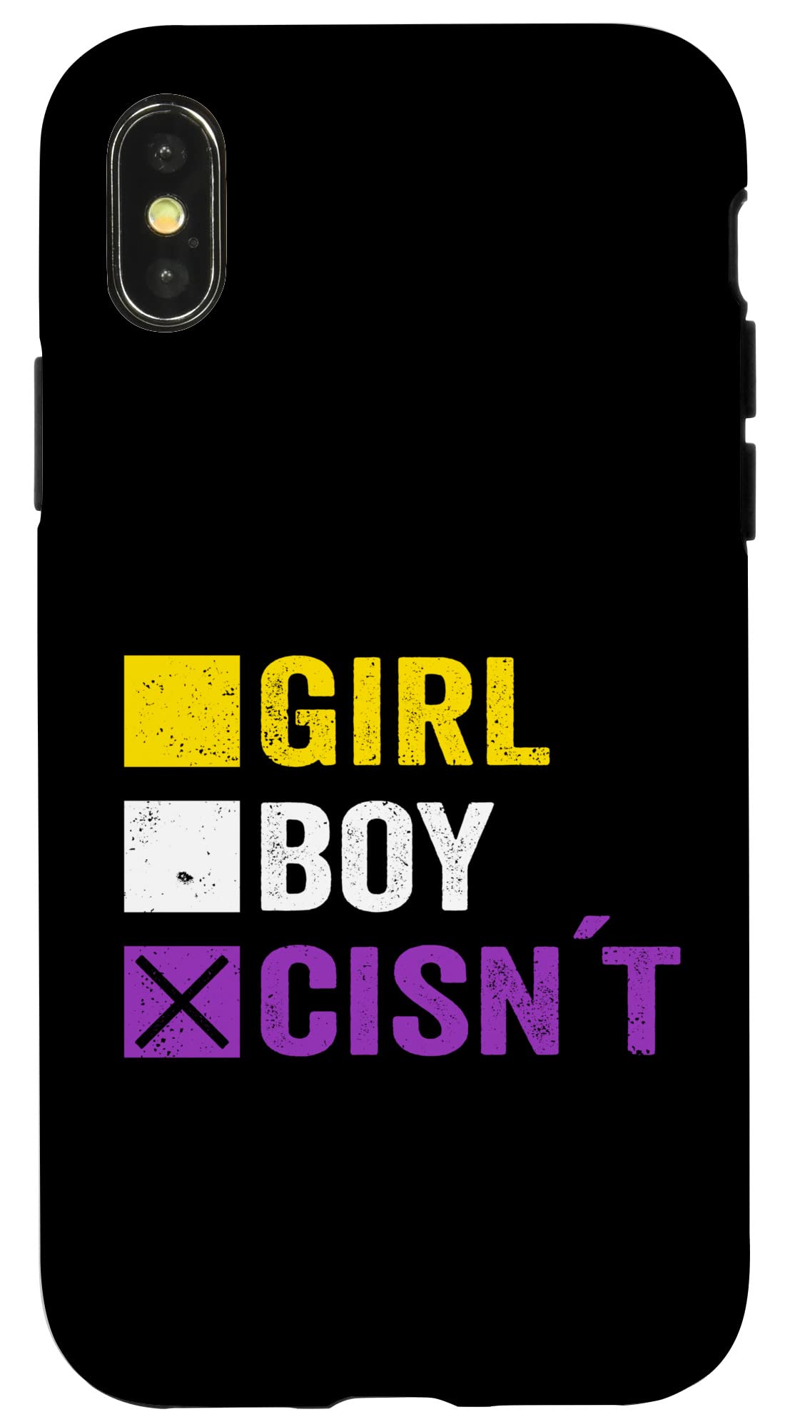 iPhone X/XS Girl Boy Cisn´t non Binary Gender Checklist スマホケース