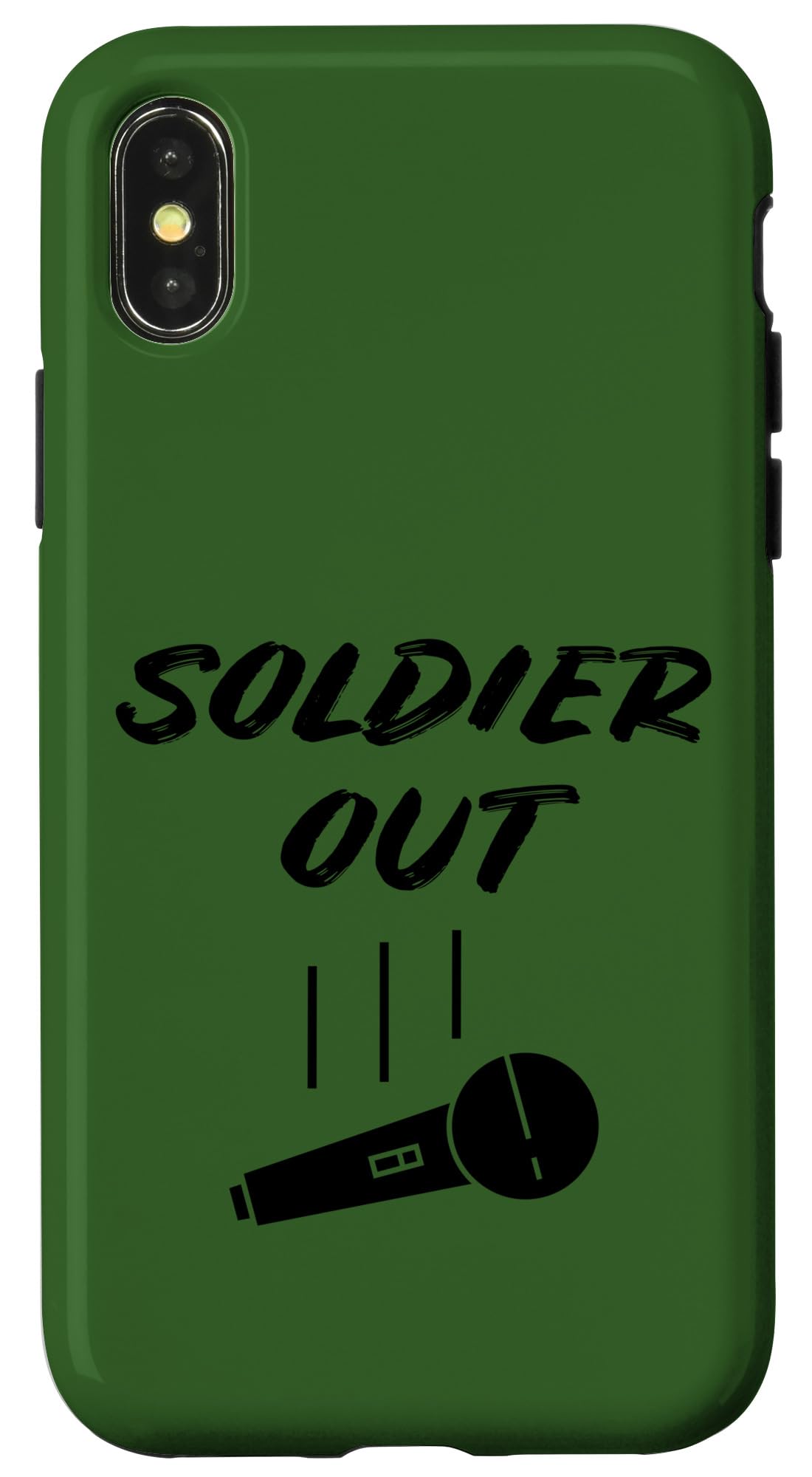 iPhone X/XS 退役軍人 兵士 退職 ミリタリー マイク ドロップ 獣医 スマホケース