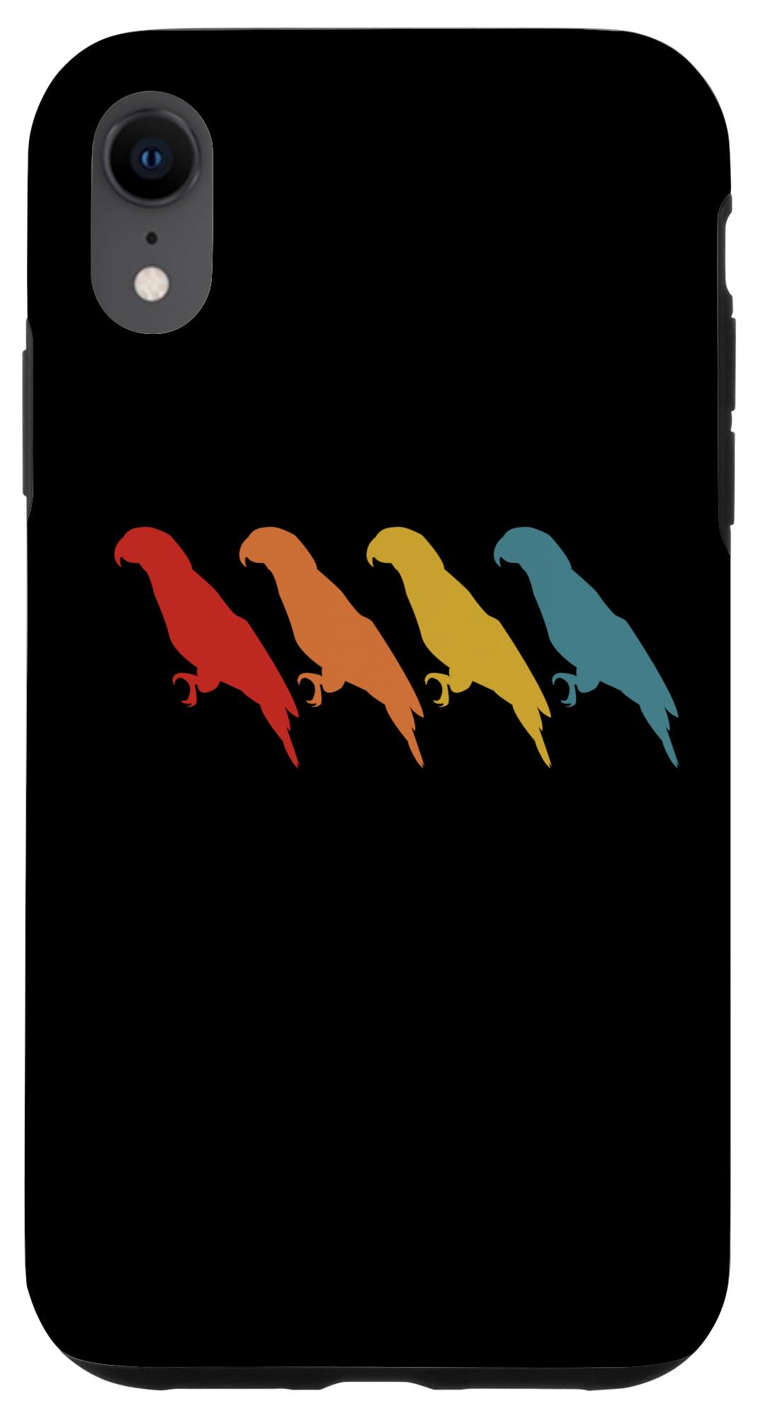 iPhone XR レトロなオウムのシルエット ビンテージ カラフル インコ セキセイインコ セキセイインコ スマホケース