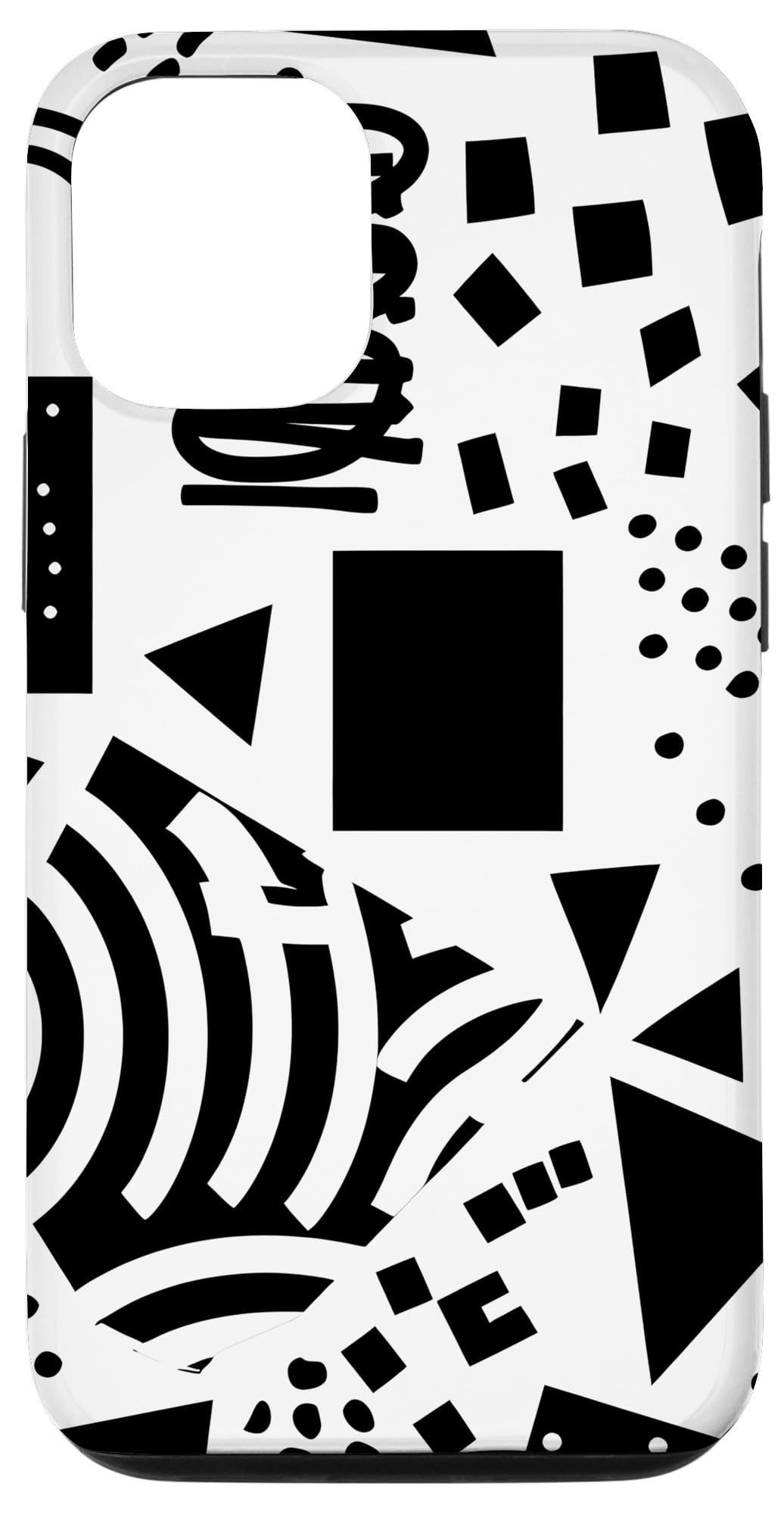 iPhone 15 パンクロック ミニマリスト 白黒パターン ウォールアート スマホケース｜WES STORE