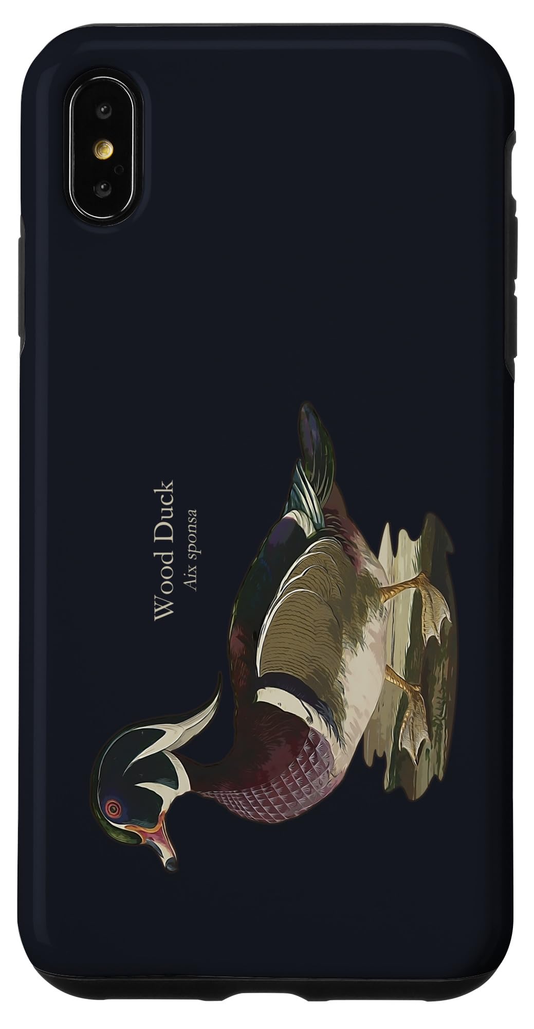iPhone XS Max 野生のアヒル ハンター ウッドダック 水鳥 どんぐりアヒル スマホケース