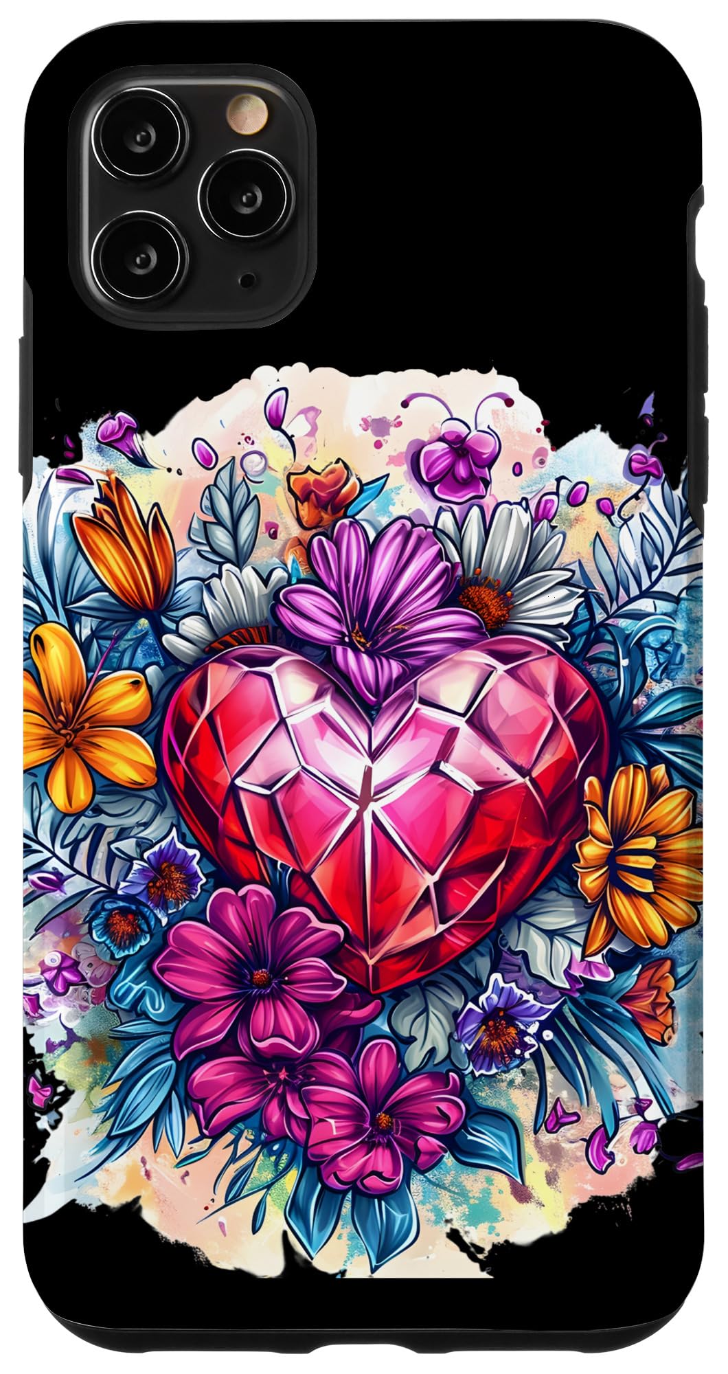 iPhone 11 Pro Max ラディアントルビー宝石&クリスタルフラワーアーティスティック スマホケース｜WES STORE