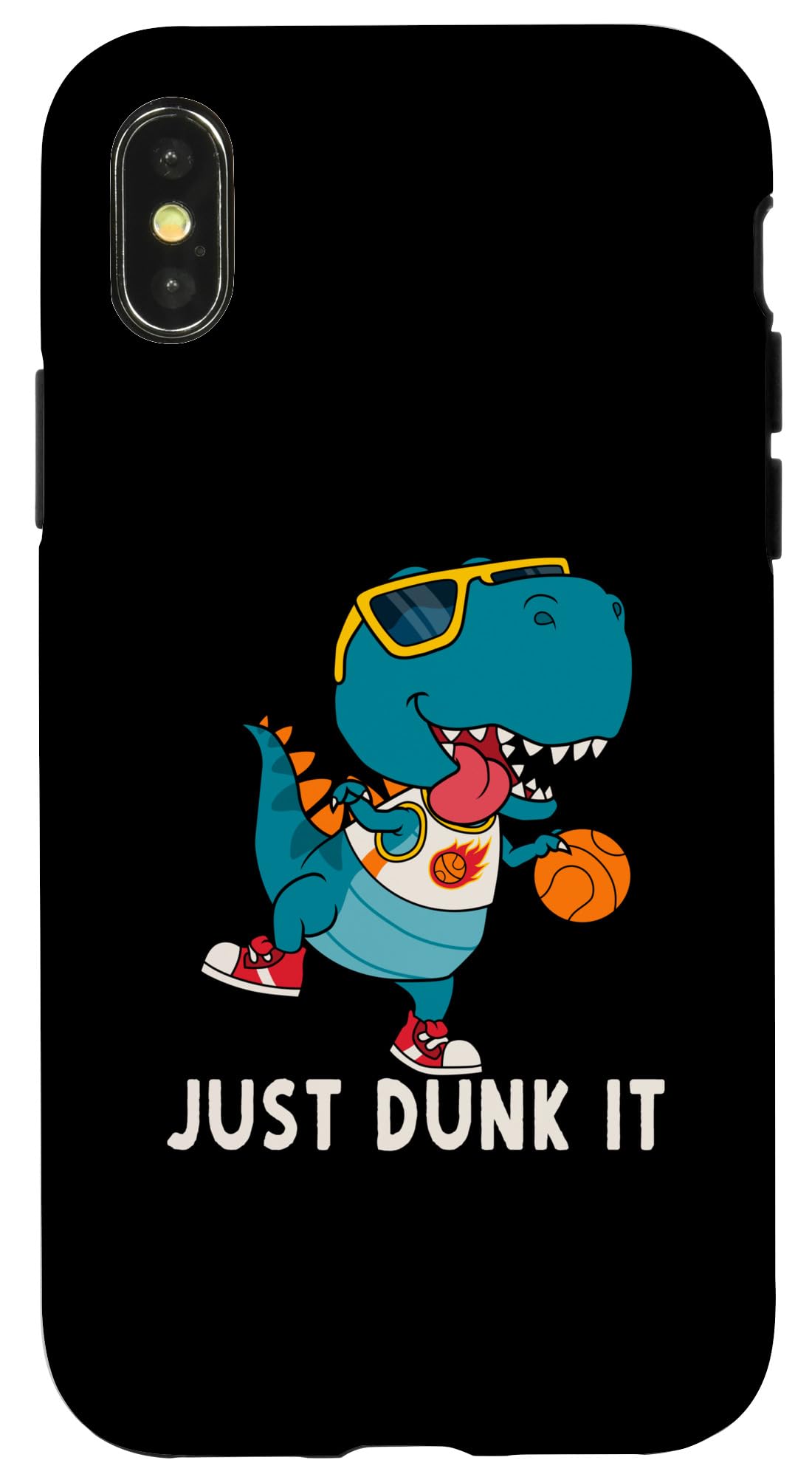 iPhone X/XS Just Dunk It 面白い恐竜バスケットボールリーグスラム恐竜キッズ スマホケース