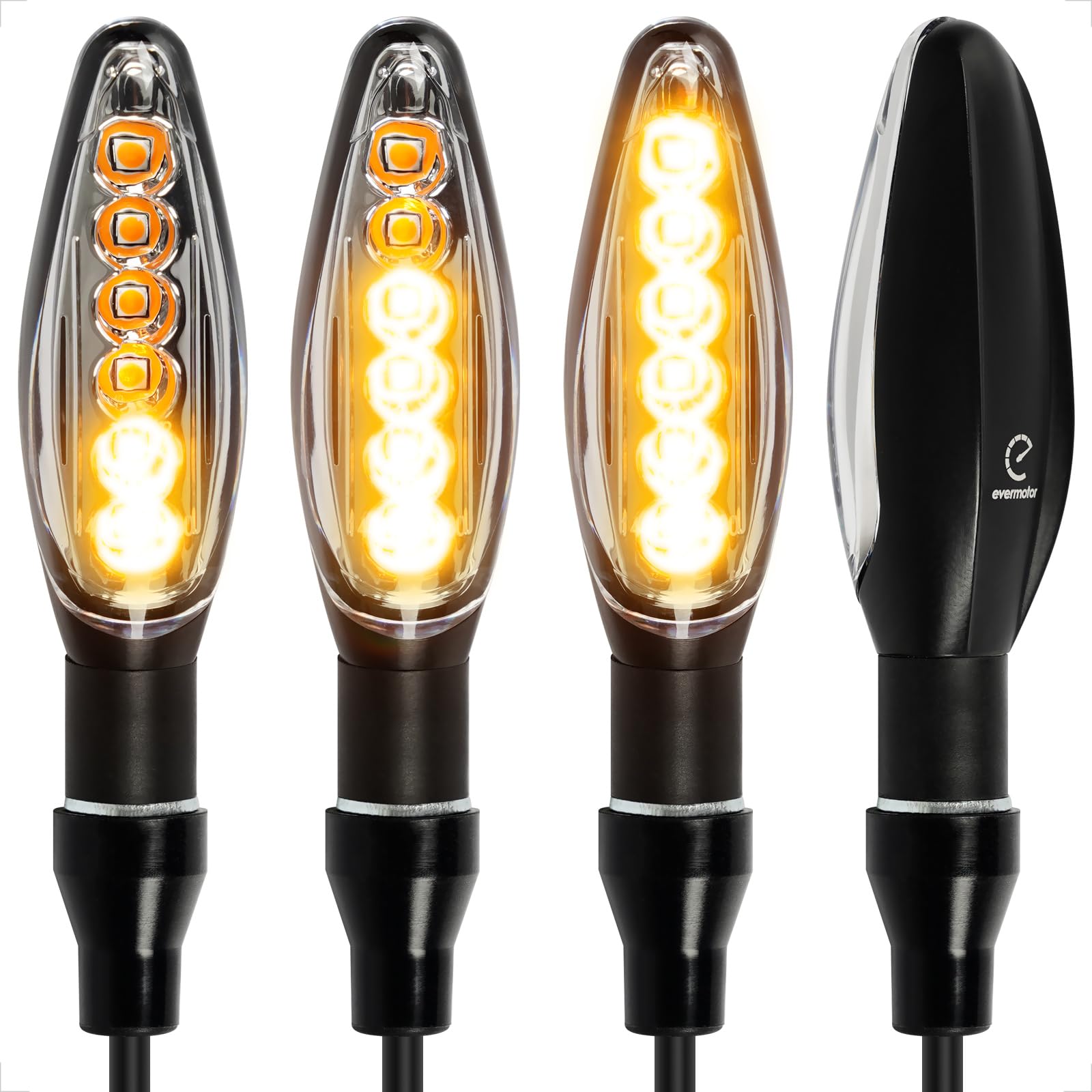 evermotor バイク ウインカー 流れるウインカー led ウインカー バイク E32認証 12V 汎用 防水 アンバー 高輝度 4個セット｜WES STORE