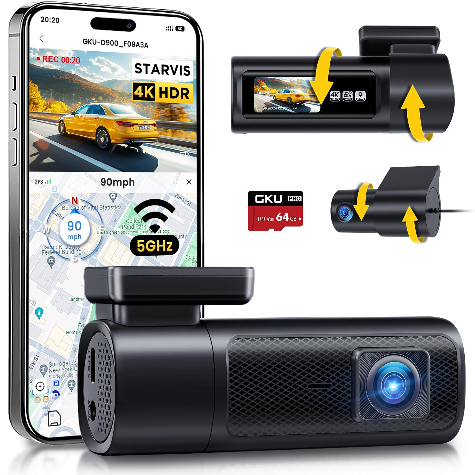 GKU D600PRO ドライブレコーダー 4K 前後同時録画 Amazon.co.jp: GKU 前後ドライブレコーダー 4K+1080P ドライブ