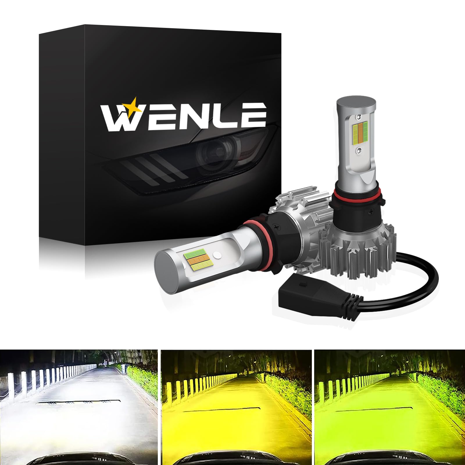 【2025年新登場モデル！】WENLE(ウエンレ) PSX26W LED フォグランプ 3色切り替え ホワイト/イエロー/レモン DC12V車用 高輝度 明るい15000LM 40W 光軸調整可能 一体型 無極性 カラーチェンジ バルブ 左