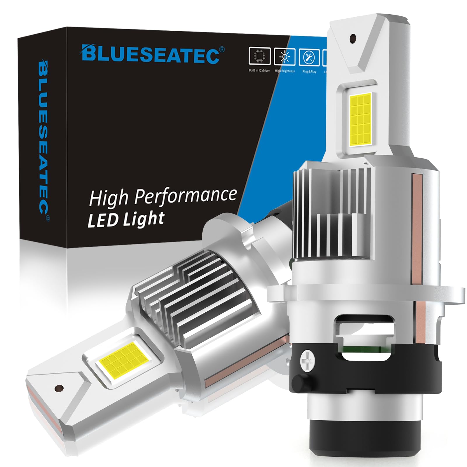 「令和7年アップグレード版」BLUESEATEC D4S LED ヘッドライト D4R LEDバルブ 車検対応 ポン付け 爆光 5倍明るさUP 20000LM 6500K ホワイト 35W*2 純正HID交換用 DC12Vファン付き 暗区なし 加工不要 キャンセ｜WES STORE