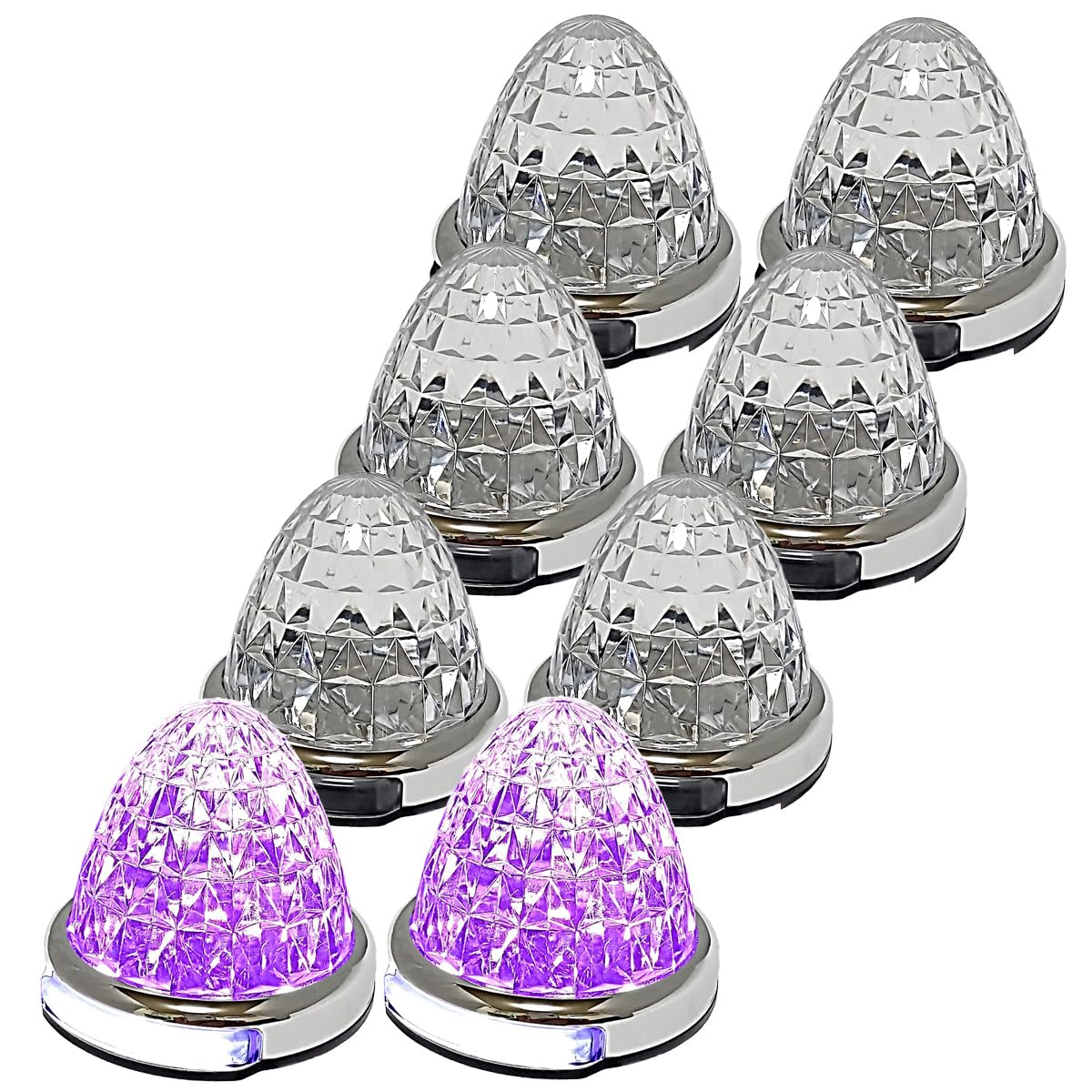 Customize（カスタマイズ） 12V 24V トラック用 LED マーカーランプ 路肩灯機能付 サイド マーカー メッキリング 5面クリスタルカット仕様 22LED 汎用 ブルー/イエロー/レッド/ホワイト/アンバー 各｜WES STORE