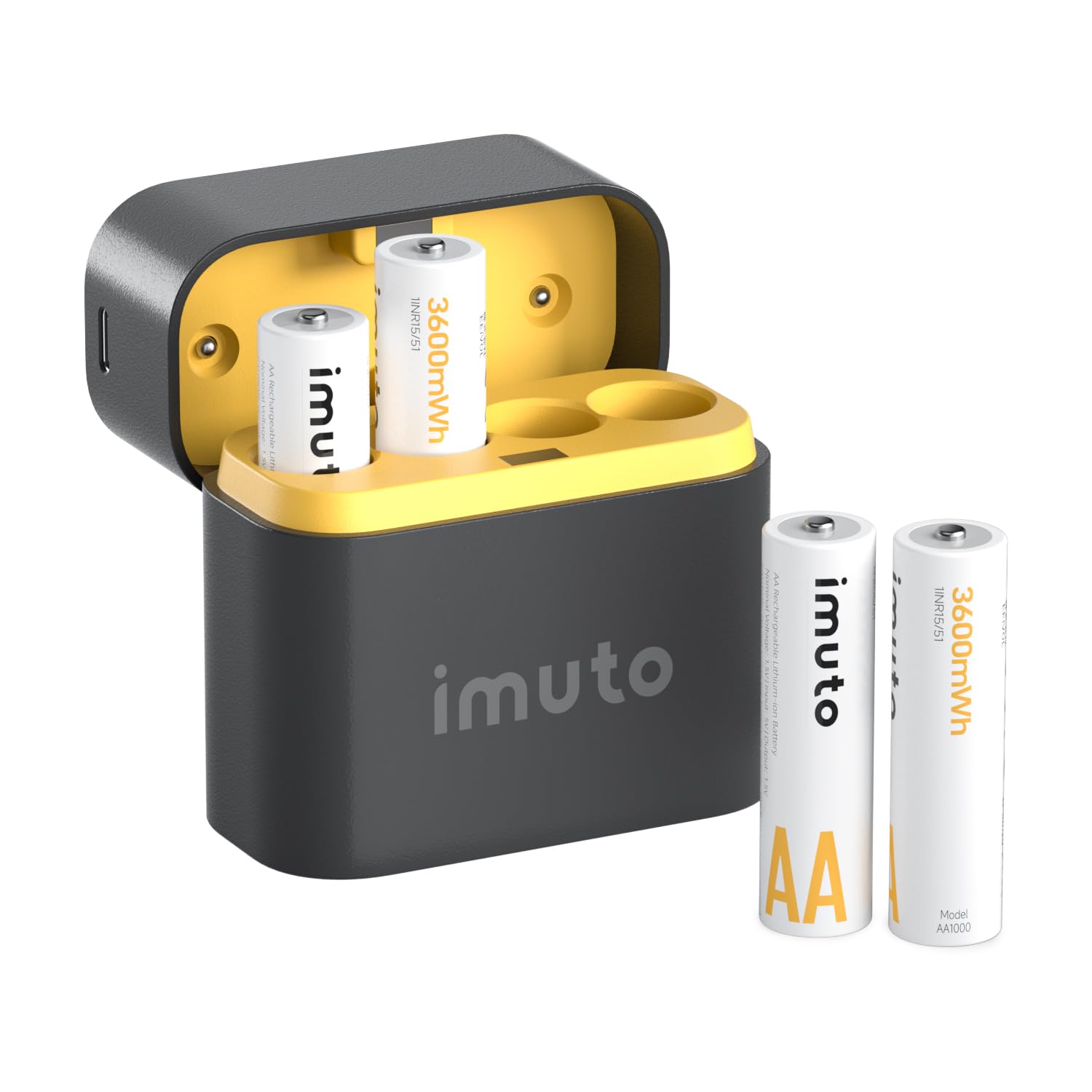 imuto 申し受ける池 1.5v 単三申し受ける池 リチウム申し受ける池 3600mWh大電気容量申し受ける池 自分自身放電押さえ付ける 1600回回転運動当て嵌める能力のある 超持ちこたえる続第四次元 4本入り口・入口仕掛ける 申し受ける器組みあわせ 1~4本等しく申し受ける能力のある 3ｈ手っとり早い申し受ける LED申し受けるインジ