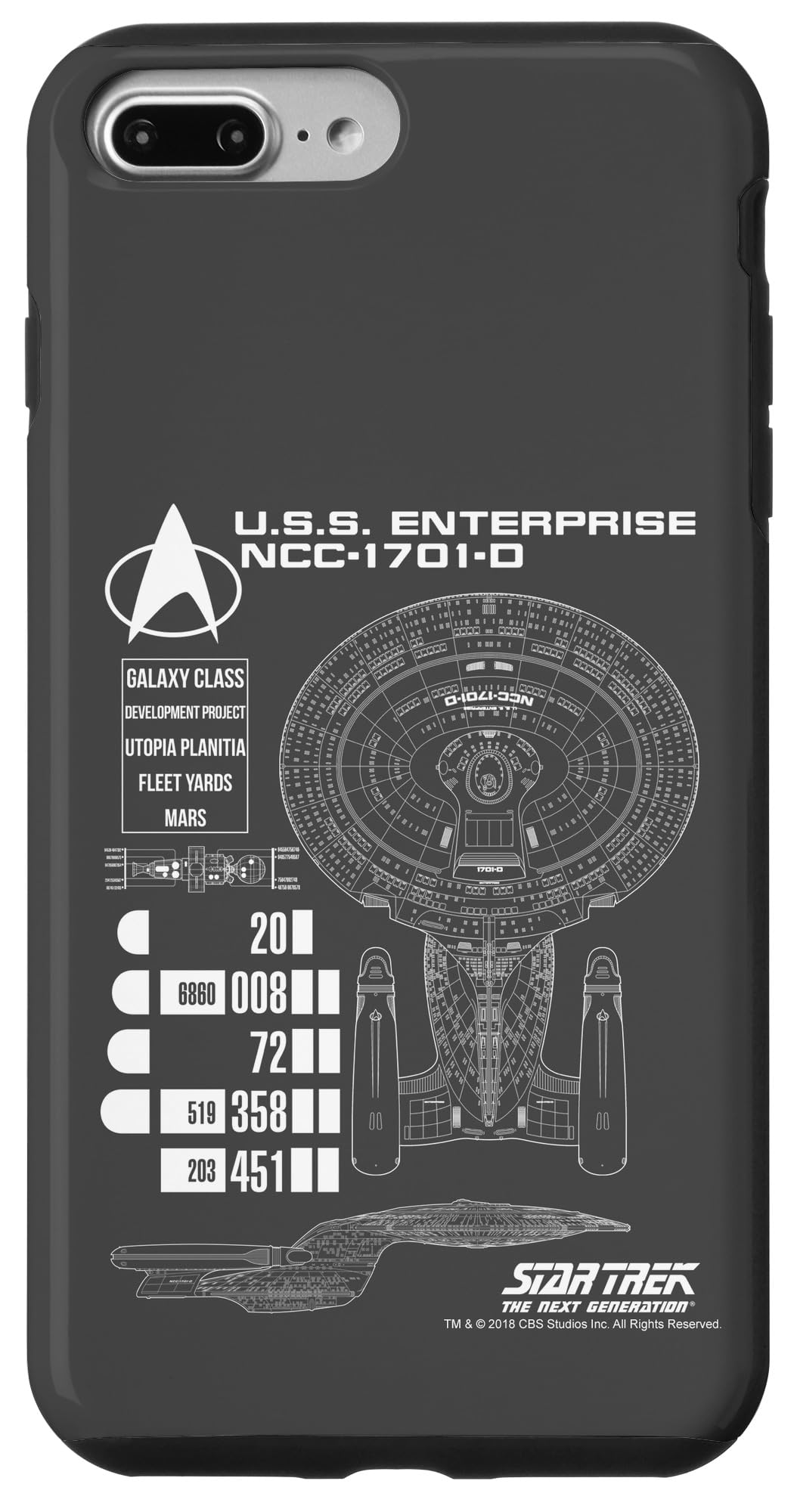 iPhone 7 Plus/8 Plus 出発信号機レック:次世代US.S.会社組織 NCC-1701-0 スマホケース