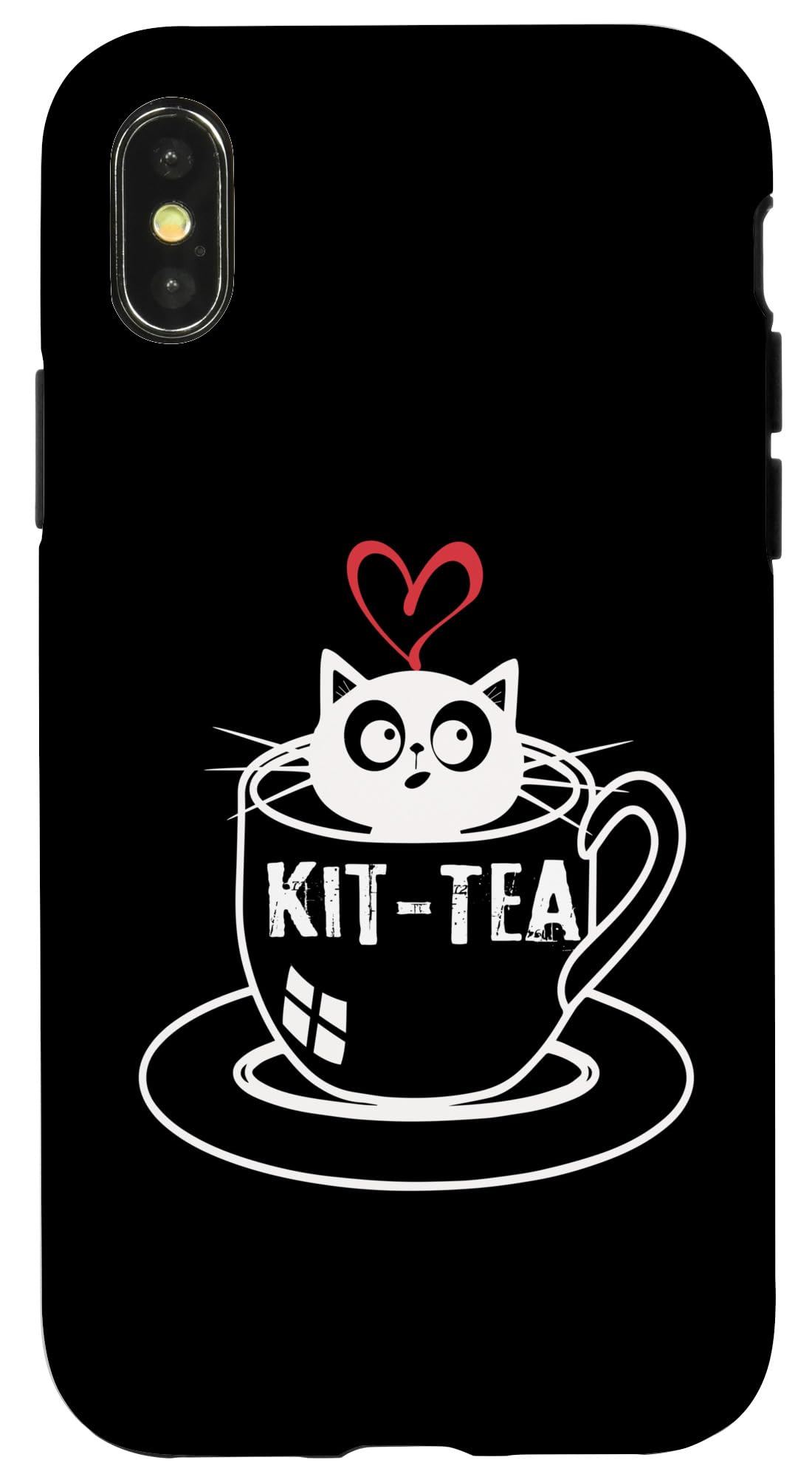 iPhone X/XS Kit-Tea 猫好き お茶好き キュートで面白い猫 スマホケース