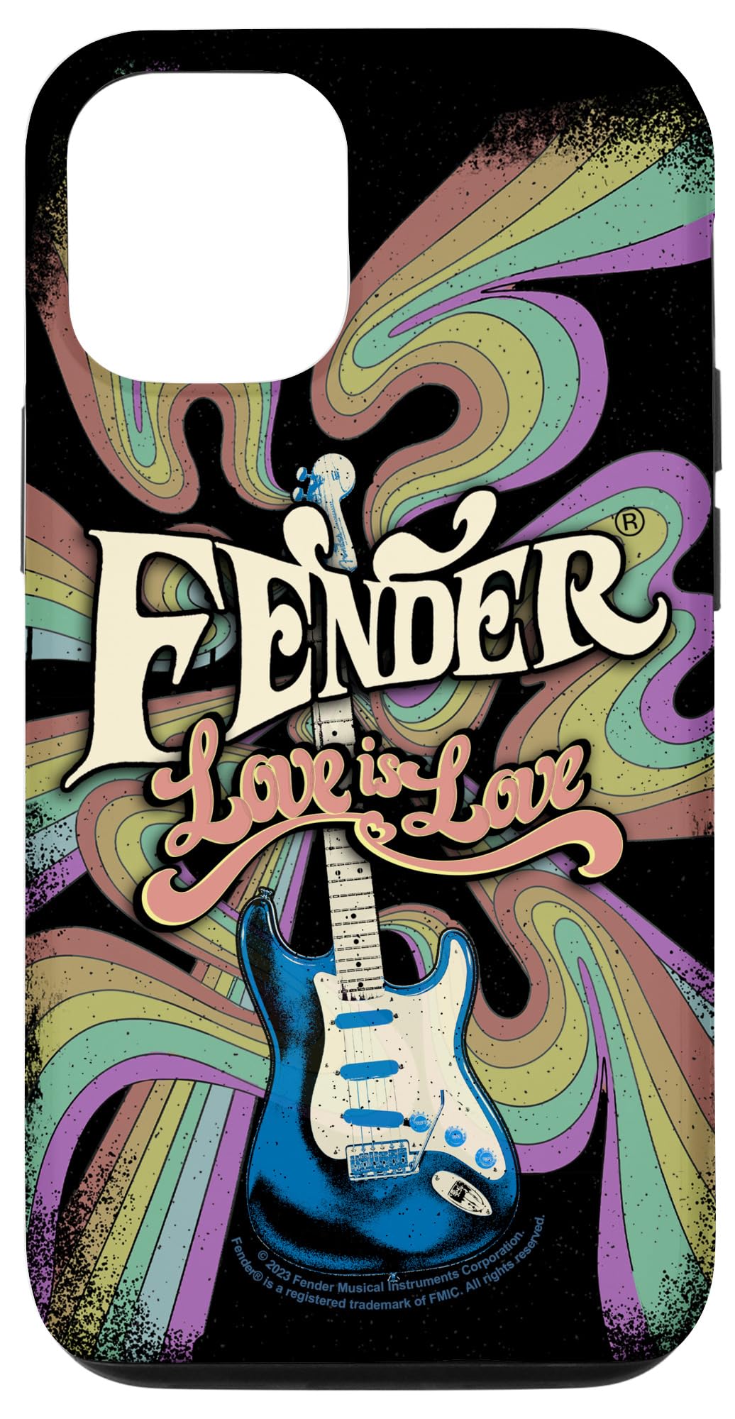 iPhone 12/12 Pro Fender Love Is Love Stratocaster Rainbow Vintage Logo スマホケース