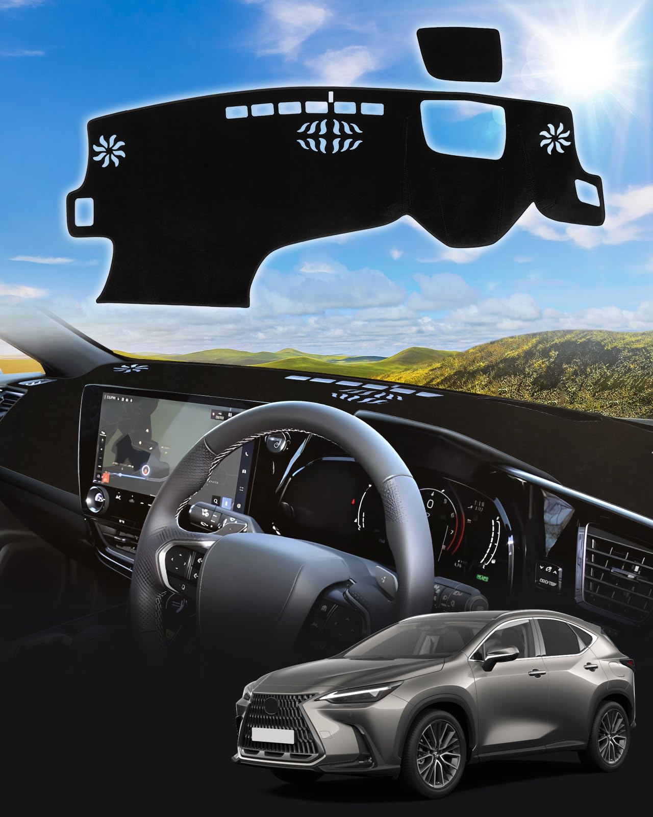 Cartist レクサス に対応 新型NX NX250 NX350h NX450+ ダッシュボードマット 車用 ダッシュボードカバー 20系 R3.11～現行 フロントガラスへ映り込み軽減 日焼け防止 80ヴォクシー レクサスNXアクセサ
