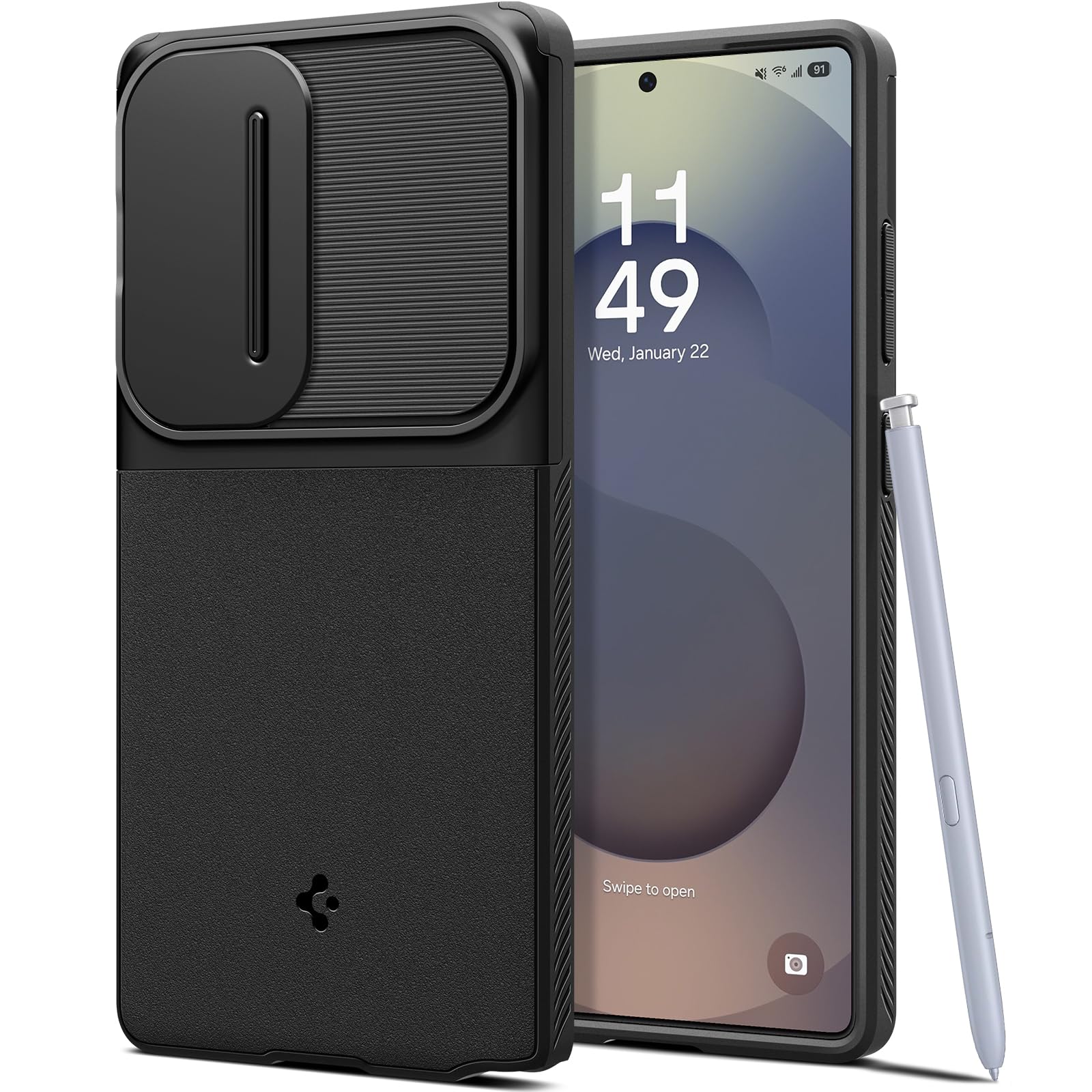 Spigen Galaxy S25 Ultra 容れもの 写真機取りまかなう 水晶体保護すること 引っ敷き 耐衝撃 米軍MIL標準尺度 オプティック・アーマー ACS08969 (黒いこと)