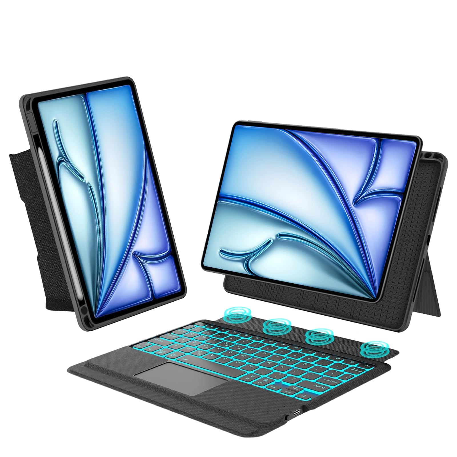 【2025年新御出座し】 SENGBIRCH ipad air 13in 鍵盤 横/縦置き ipad pro 12.9 鍵盤 容れもの 軽さ 薄型 タッチパッド付き添い人 かっこ良い鍵盤 iPad air6 M2 13in iPad Pro 12.9in 第3/4/5/6時人