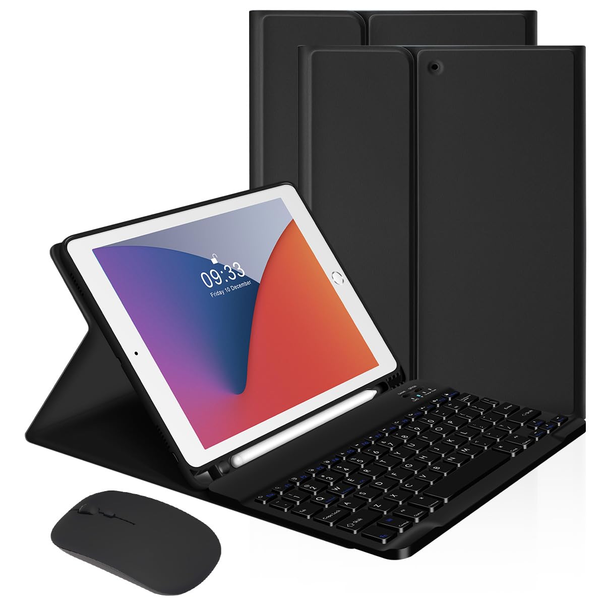 LAMA iPad 鍵盤入れもの 二十日鼠付き添い人 10.2in 第9時人 第8時人 第7時人 /iPad Air 10.5in(第3時人)/iPad Pro 10.5in用 着脱式 鉛筆保持者付き添い人 黒いこと