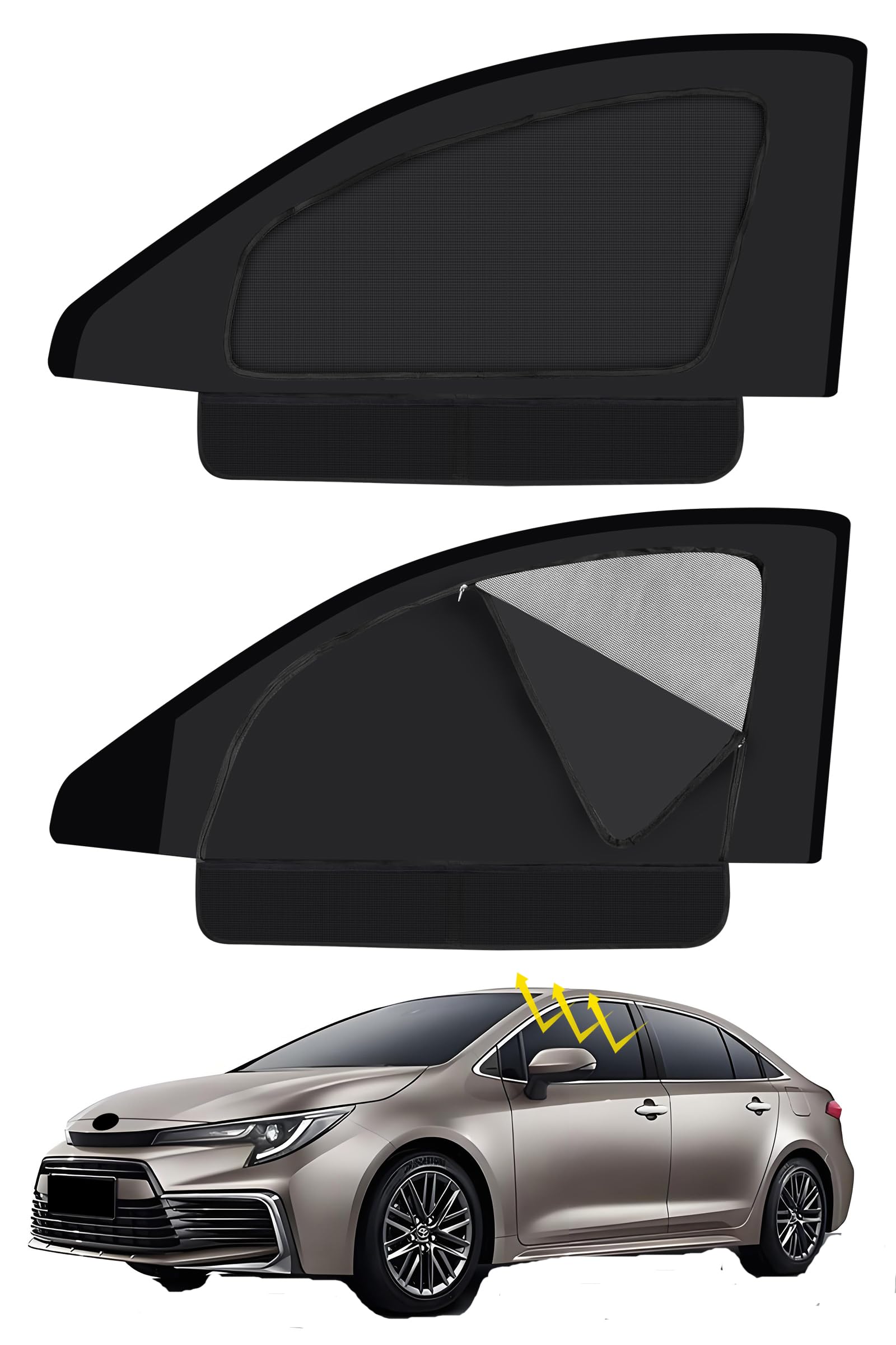 トヨタ との互換性あり カローラ クロス 10系 車用防蚊サンシェード カーテン 防蚊カバー セット サンシェード メッシュ 通気性 防蚊 防塵 紫外線 光線一方通行 プライバシー保護 簡単取り