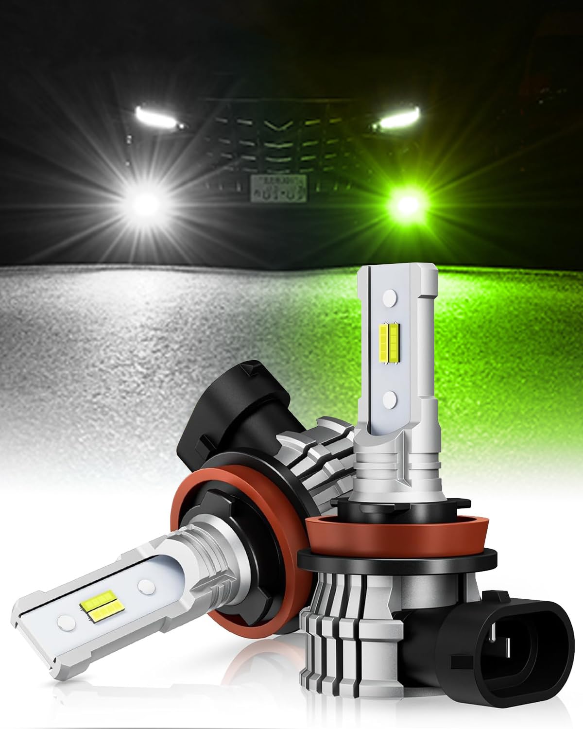 【角度調整可h8 led フォグ レモンイエロー】BORDAN LED フォグランプ レモンイエロー/ホワイト 2色切り替え h8 led フォグ レモンイエロー 爆光 h8/h11/h16 新車検対応 DC12V 1860CSPチップ ラジオノイズ