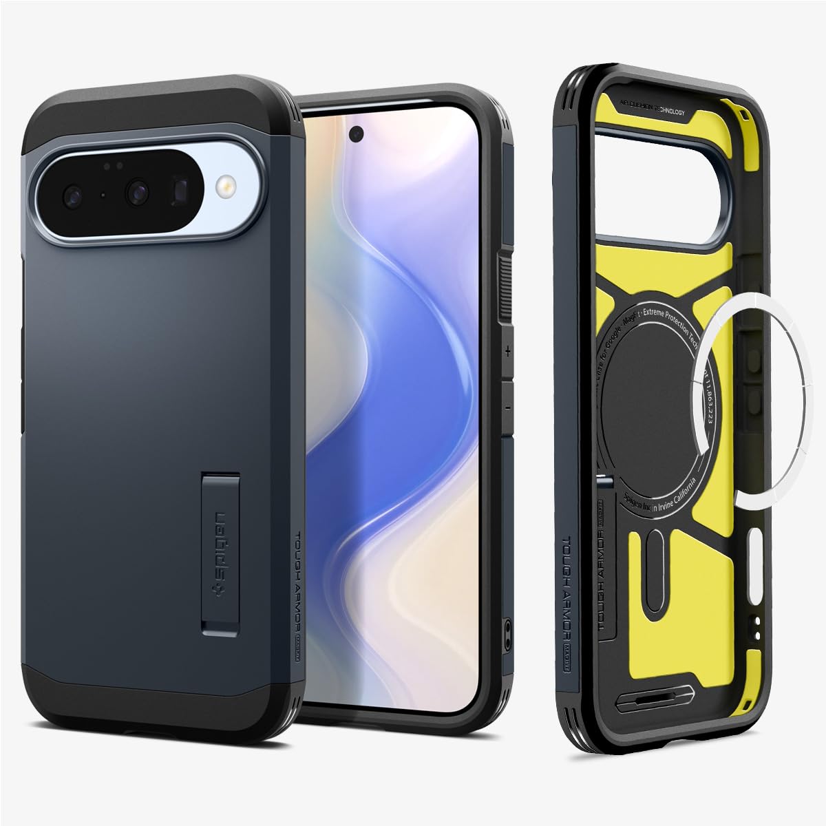 Spigen Pixel 10 / 10 Pro ケース 耐衝撃 MagSafe対応 スタンド付き マット 三重構造 米軍MIL規格 タフアーマーAI ・マグフィット ACS09706 (メタル・スレート)