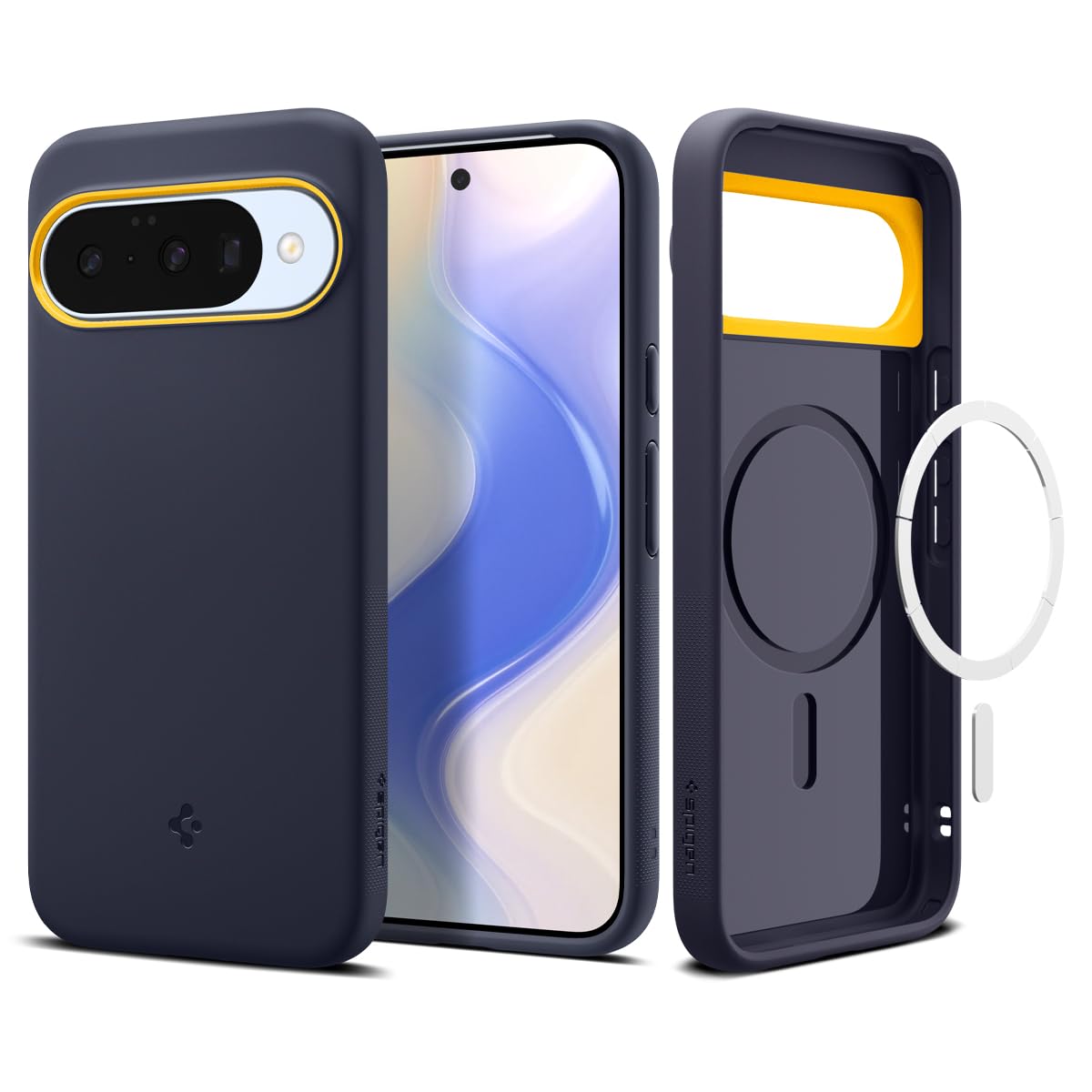 Spigen Pixel 10 / 10 Pro ケース MagSafe対応 耐久性 ソフト ほこりが付きにくい素材 ツートンカラー ナノポップ・マグフィット ACS09711 (ブルーベリー・ネイビ)｜WES STORE