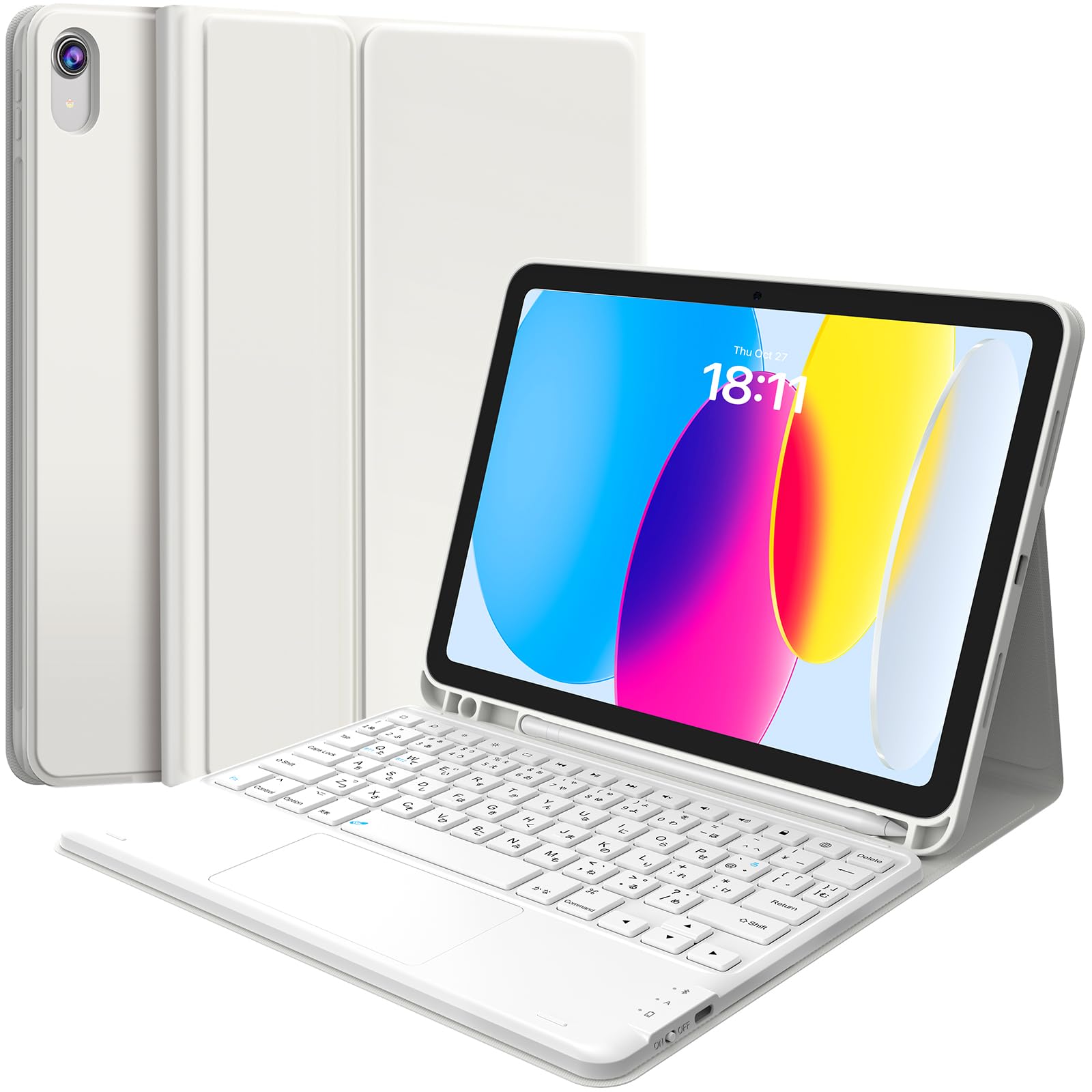 Earto for iPad 11世代 キーボード A16 2025 ipad 10世代 キーボード 10.9 タッチパッド付き JIS基準日本語配列 2台デバイスマルチペアリング ipad 11世代 ケース 脱着式 多角度調整 ペンシルホルダー付き