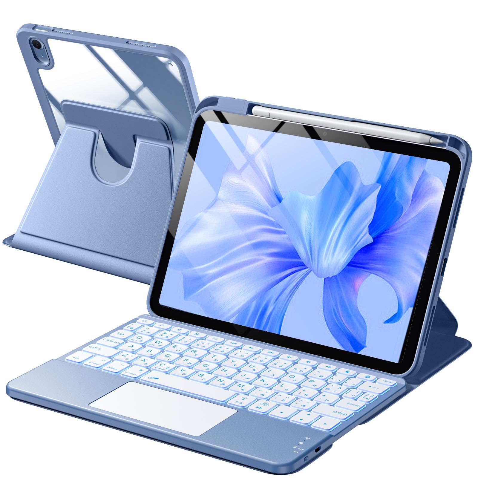 HETHOT iPad用 キーボード付きケース - (A16)第11世代 11インチ2025/第10世代 10.9インチ2022 JIS日本語配列 360 度回転 軽量・全面保護 防汚材質 静音キー7 色レインボーバックライト 2台のiOSデバイス切｜WES STORE