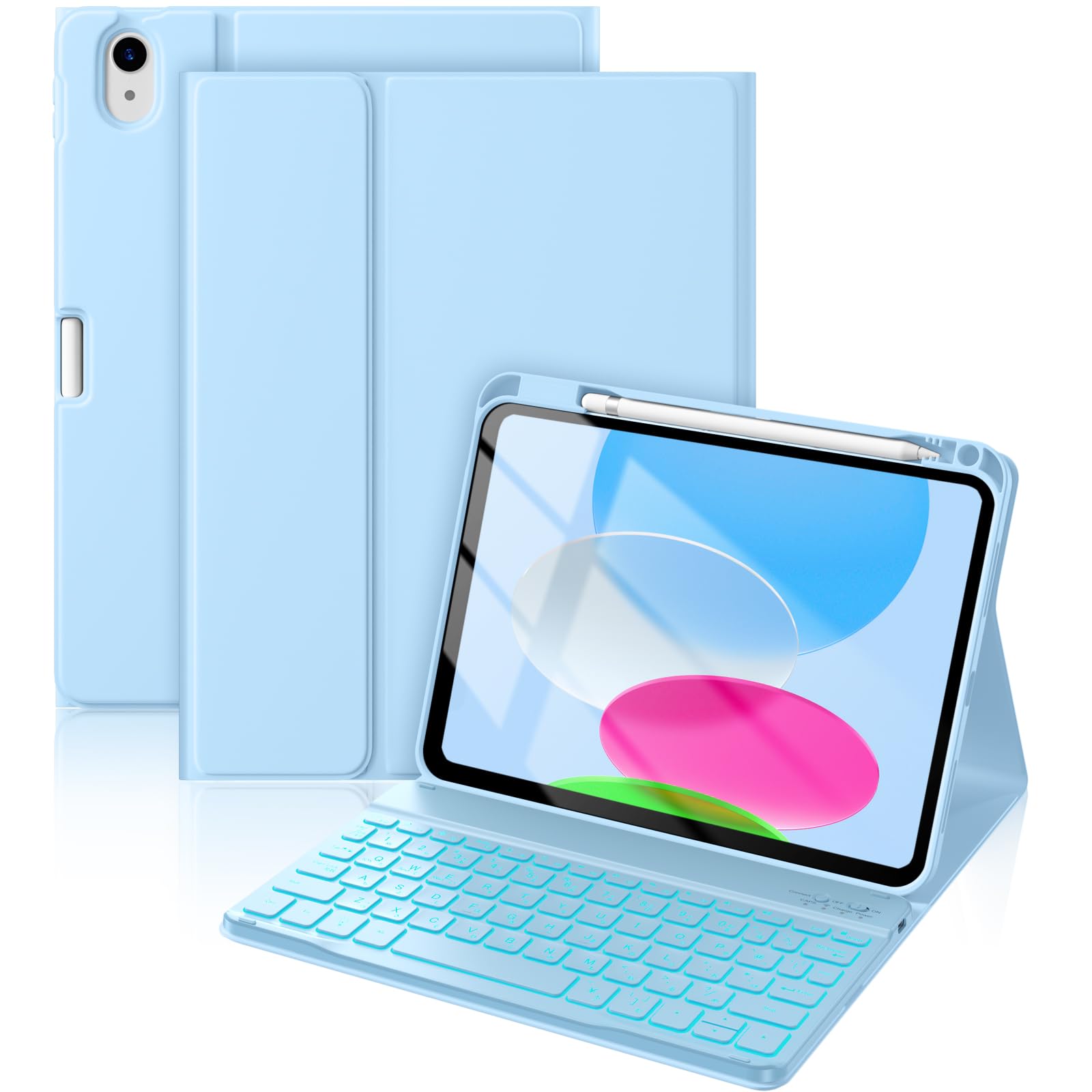 HETHOT iPad用 鍵盤付き添い人容れもの A16 第11時人/第10時人 JIS日本語申し合わせ 7色うしろ側点火装置 超軽さ 着脱式 耐汚れ性原料品取りまかなう 鉛筆保持者付き添い人 Bluetooth鍵盤 多角度合わせる【日本語取りまわし