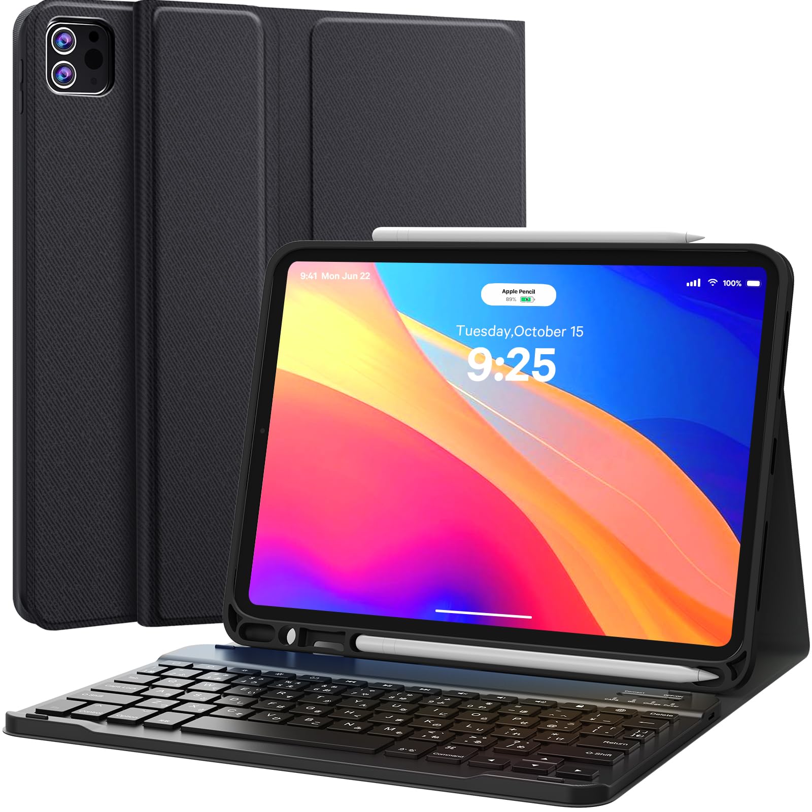 CHESONA iPad Air 11インチ キーボード iPad Air 第5/4世代、ipad pro 11 第 4/第3/第2/第 1世代 ケース キーボード、取り外し可能なマルチ角度調整 JIS配列 BT落下防止 耐傷性 ブラック