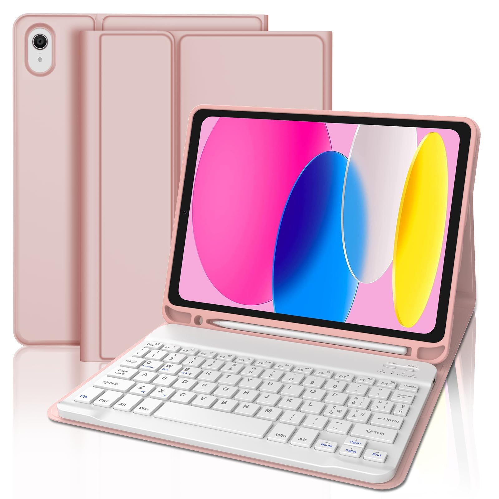 [2025年進級版] iPad 第10時人 鍵盤付き添い人容れもの 超軽さ 薄型 iPad A16 11時人 鍵盤 容れもの Apple penci納める能力のある 無線電話 Bluetooth鍵盤取りまかなう 着脱式 磁気ねばり着く 耐久性 オートスリー