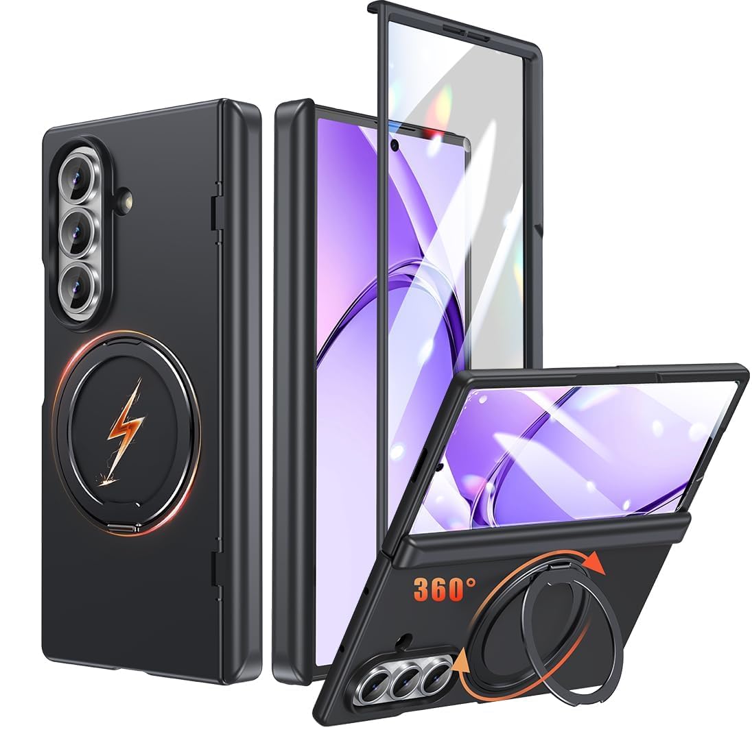 Fadkzyxr Galaxy Z Fold7 用 容れもの MagSafe相応う 360°回転させる照明ランプ 写真フィルム一体型 蝶つがい保護すること スマホケース Samsung 銀河系 Z fold7/SC-56F/SCG34 取りまかなう 輪っか付き添い人 引っ敷き感 マグセーフ 無線電話充