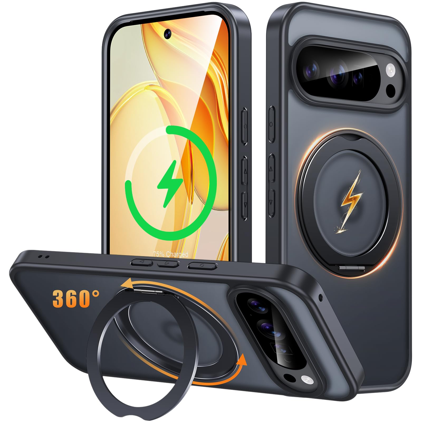 Google Pixel 10 Pro XL 用 入れもの Magsafe相応う 無線電話申し受ける 360°回転させる照明ランプ 縦横両相応う Gunwon スマホケース グーグル 画素 10 労働者階級 XL 米軍標準尺度 耐衝撃 半澄み切った 引っ敷き感 マグセーフ 防指紋 リ