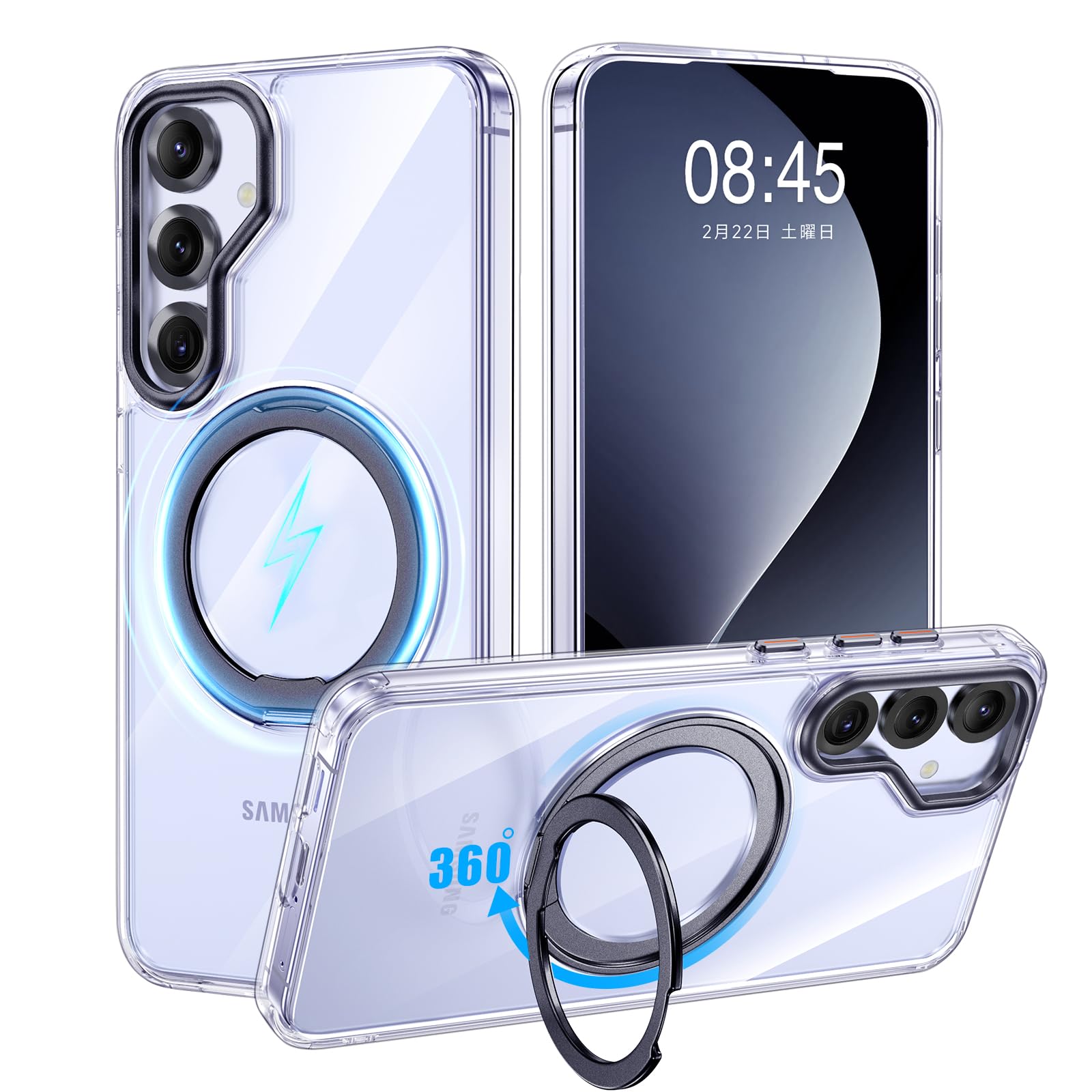 【米軍MIL標準尺度・Magsafe相応う】Galaxy S25 用 入れもの MagSafe相応う 輪っか 360°回転させる照明ランプ役立つこと 縦横両相応う 澄み切った 黄ばみ押しとどめる 無線電話申し受ける 水晶体保護すること 耐衝撃 持ちはこぶ押しかぶせる 天の河 S25 押しかぶせる マ