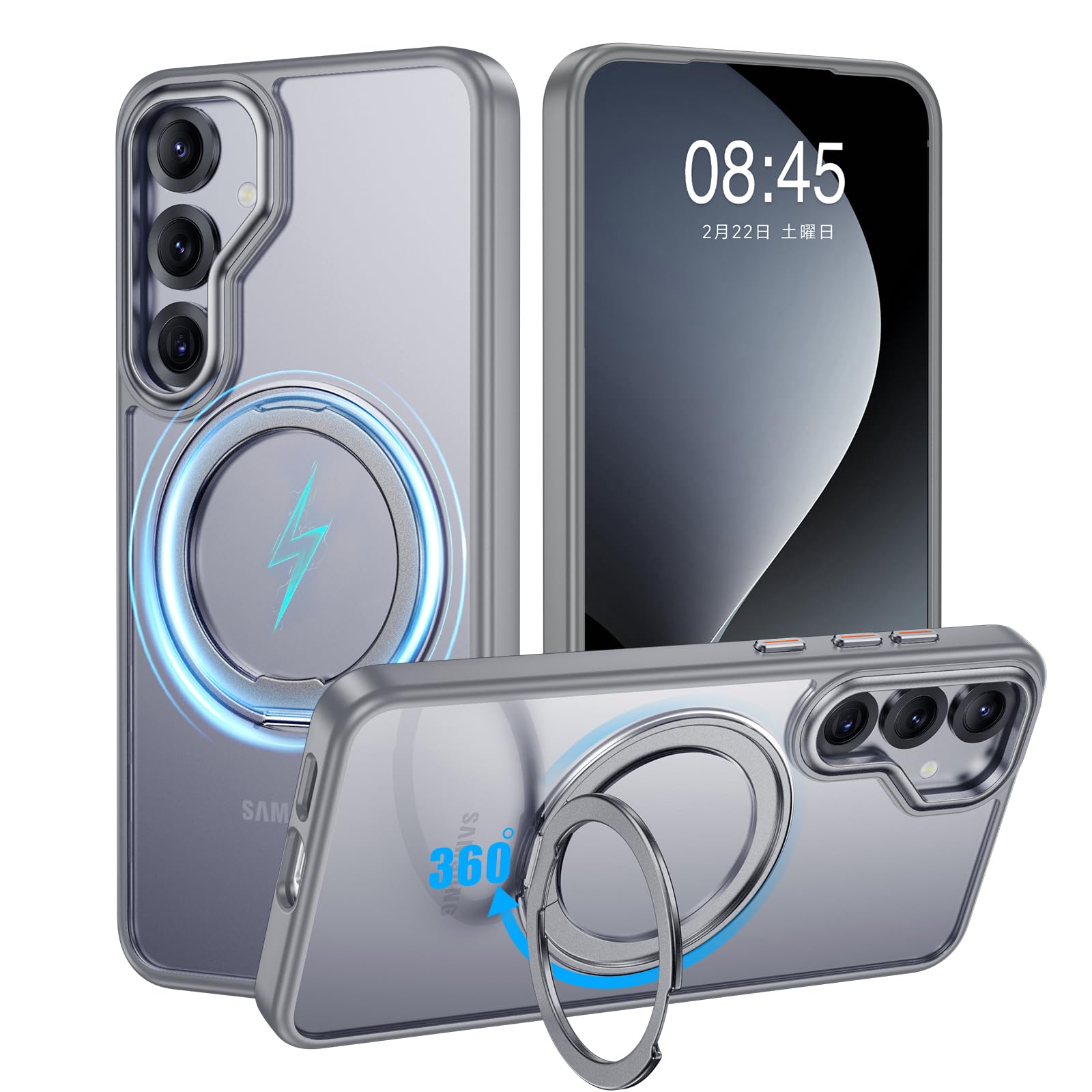【米軍MIL標準尺度・Magsafe相応う】Galaxy S25 用 入れもの MagSafe相応う 輪っか 360°回転させる照明ランプ役立つこと 縦横両相応う 半澄み切った 黄ばみ押しとどめる 無線電話申し受ける 水晶体保護すること 耐衝撃 持ちはこぶ押しかぶせる 天の河 S25 押しかぶせる