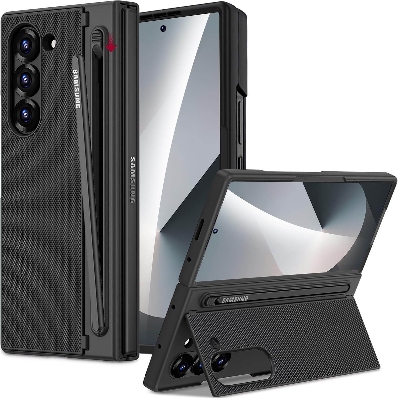 Miimall 対応 Galaxy Z Fold 7 ケース ペン付き ペンホルダー スタンド機能 保護フィルム内蔵 ヒンジ保護 ギャラクシーZ フォールド7専用フルカバー レンズ保護 スリム 耐衝撃 軍用グレード 全面保