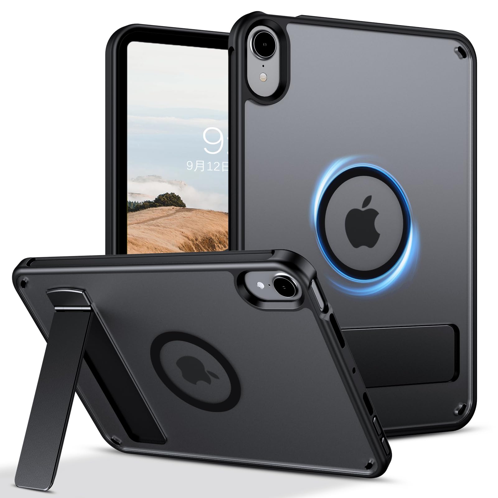 VENINGO iPad mini7 ケース (A17 Pro 2024 第7世代) iPad mini6 ケース (2021 第6世代) 縦横スタンド マグネット 耐衝撃 半透明 黄変防止 指紋防止 MagSafe対応 マグネット搭載 薄型 マット仕上げ 一体感 着脱