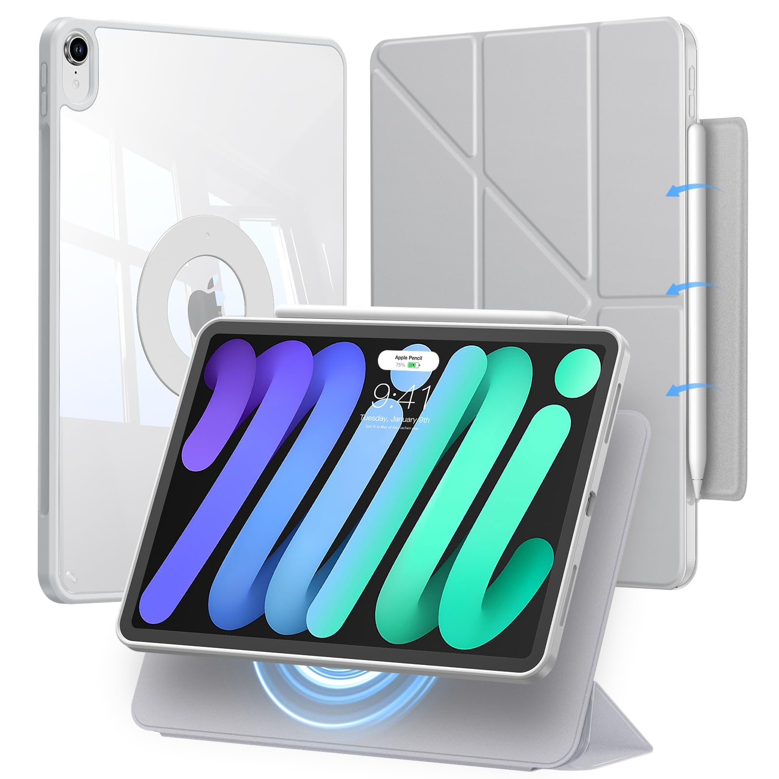 iPad mini7 ケース (A17 Pro、2024) iPad mini 第7/6世代 ケース 折りたたみスタンド 取り外し可能マグネットカバー 縦置き/横置きスタンド Pencil Pro/USB-C 対応 耐衝撃 耐落下保護 6,459円